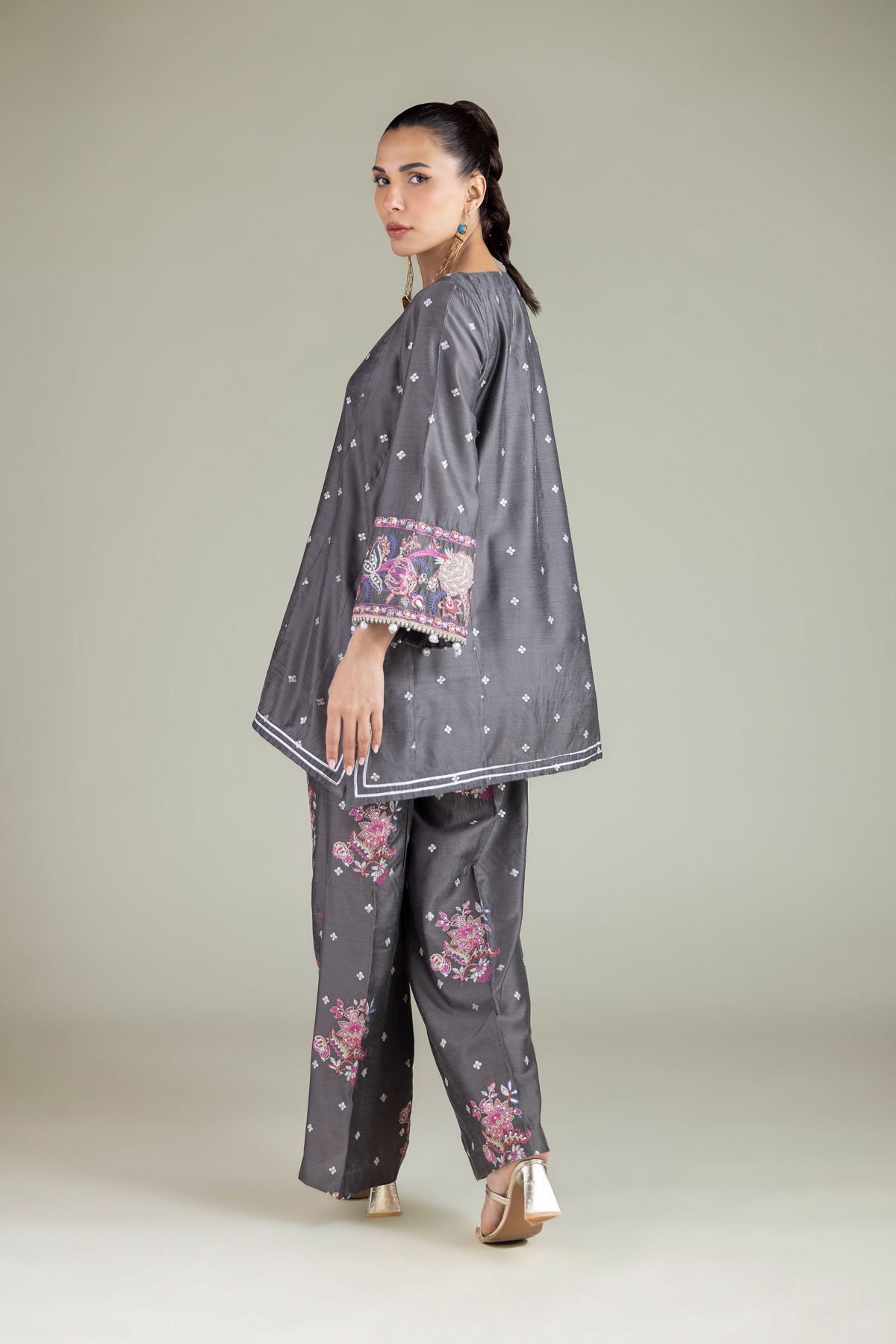 Embroidered Raw Silk Geometric Embroidered Kurta - 1-26-115-A-C-VG