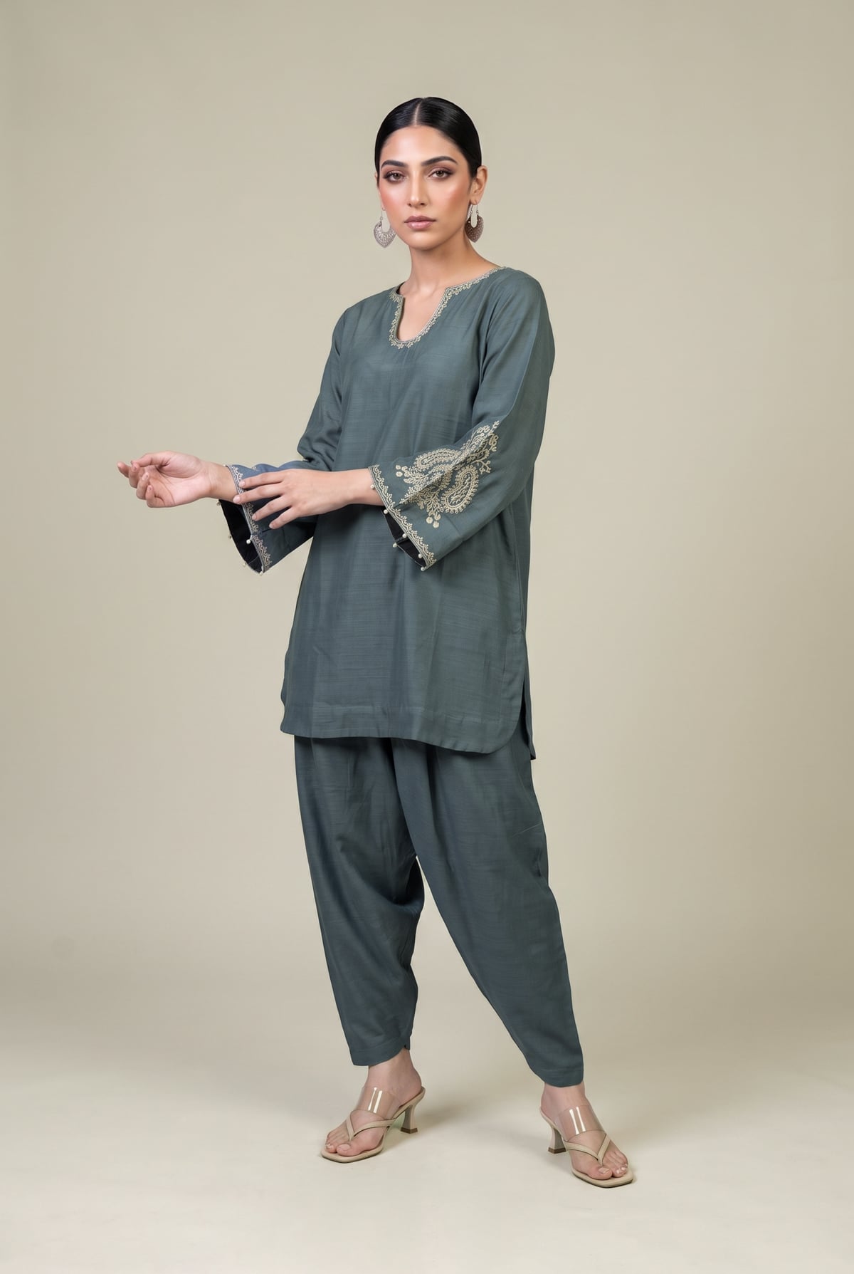 Embroidered Light Khaddar Blue Solid Shalwar - 1-26-415-A-B2-VG