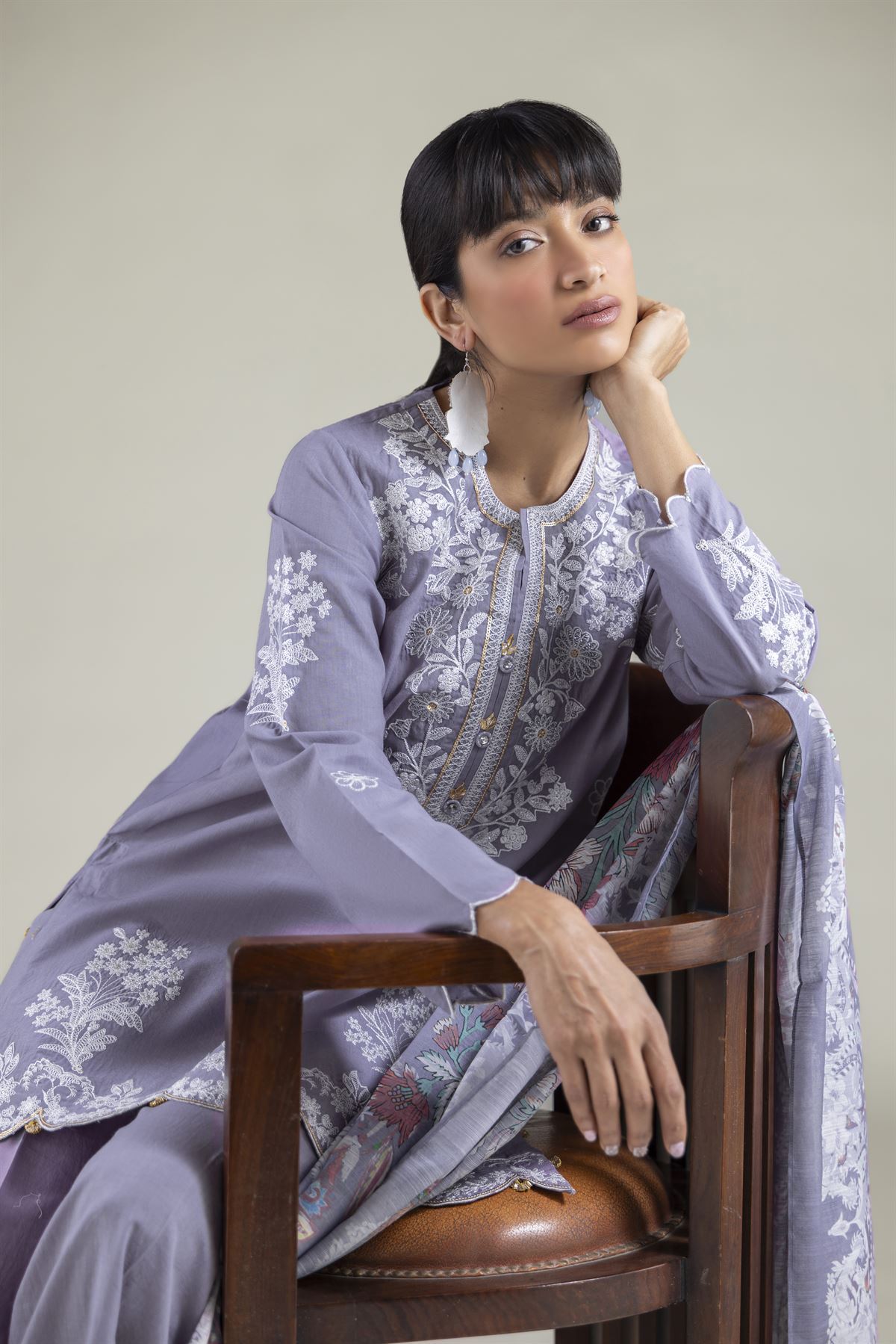 Embroidered Cambric Tailored Cambric 3-Piece - 6-26-204-A-H2-VG