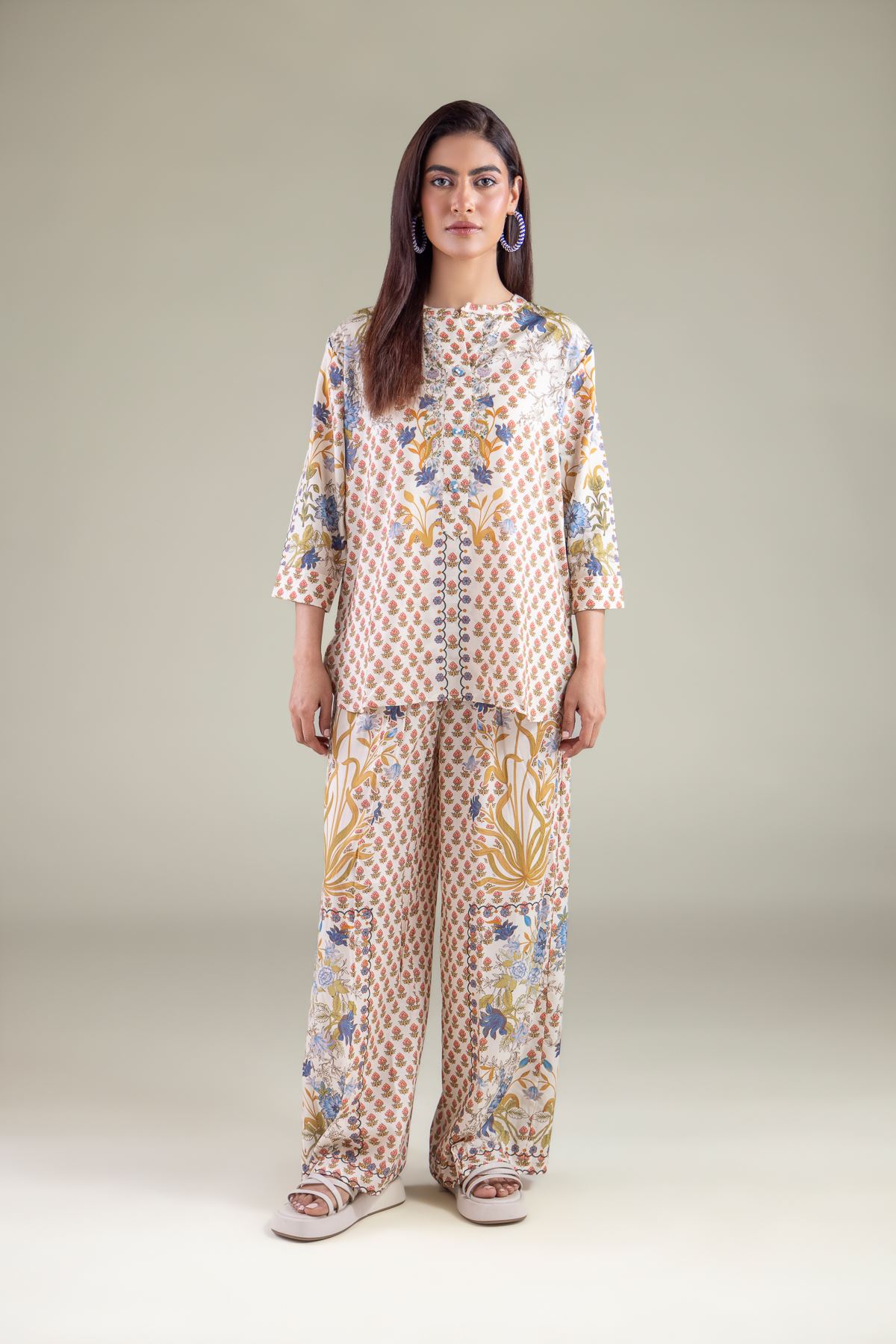 Embroidered Textured Weave Shirt - 6-26-102-A-A-VG