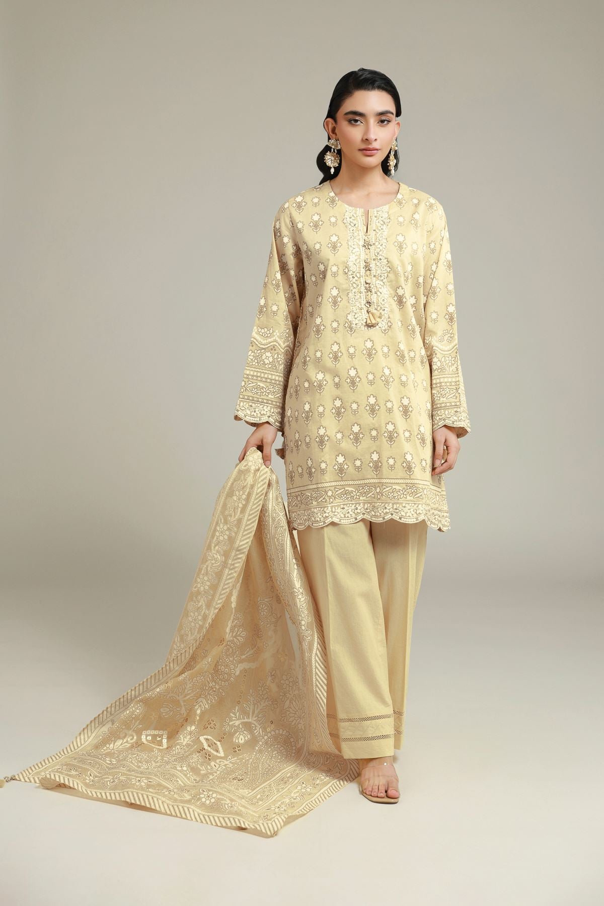 Embroidered Cambric Cambric 3-Piece Suit - 26-02-1E13-02TA-VG