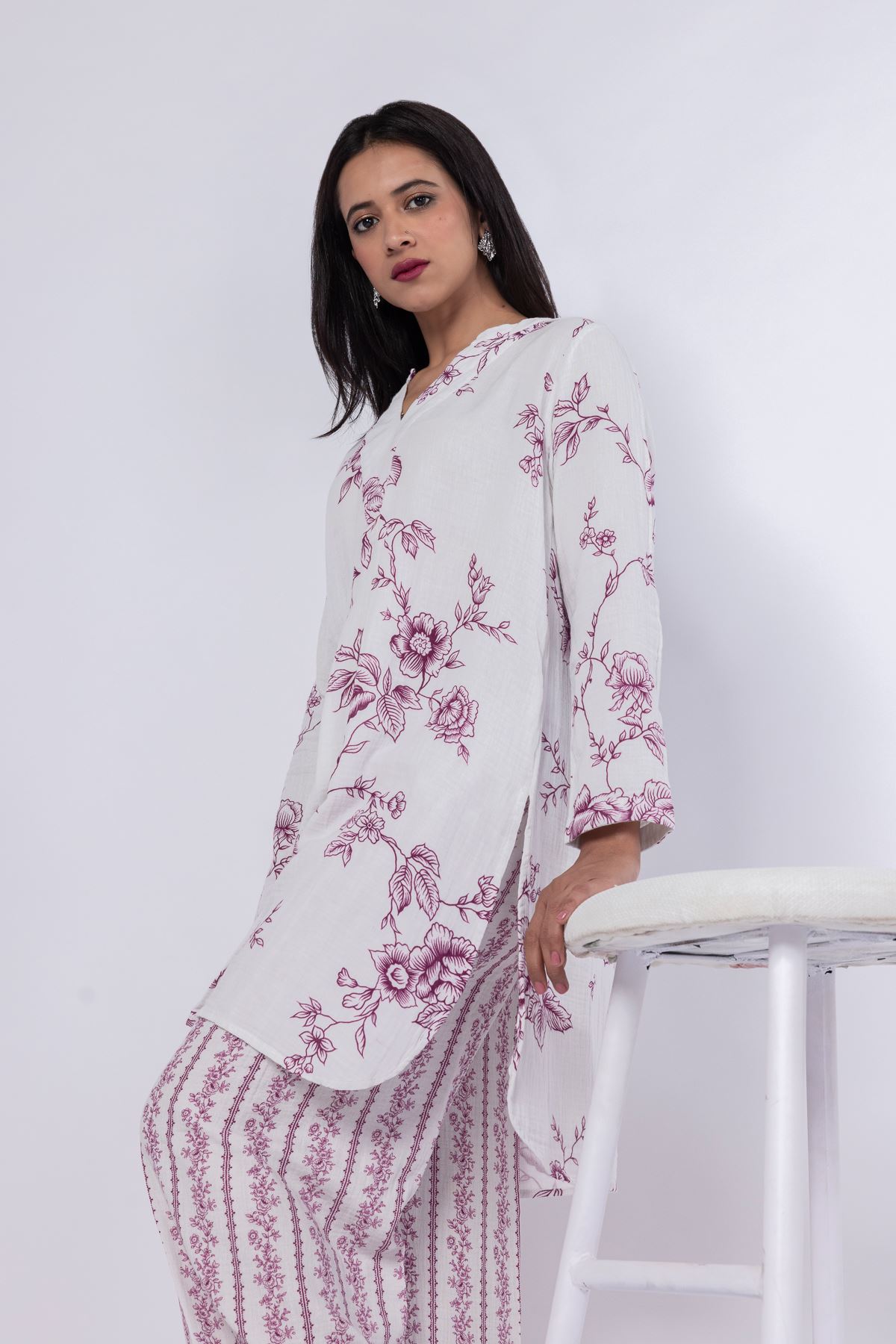 Printed Cheese Cloth Kurta - 25-04EX20-02BA-VG