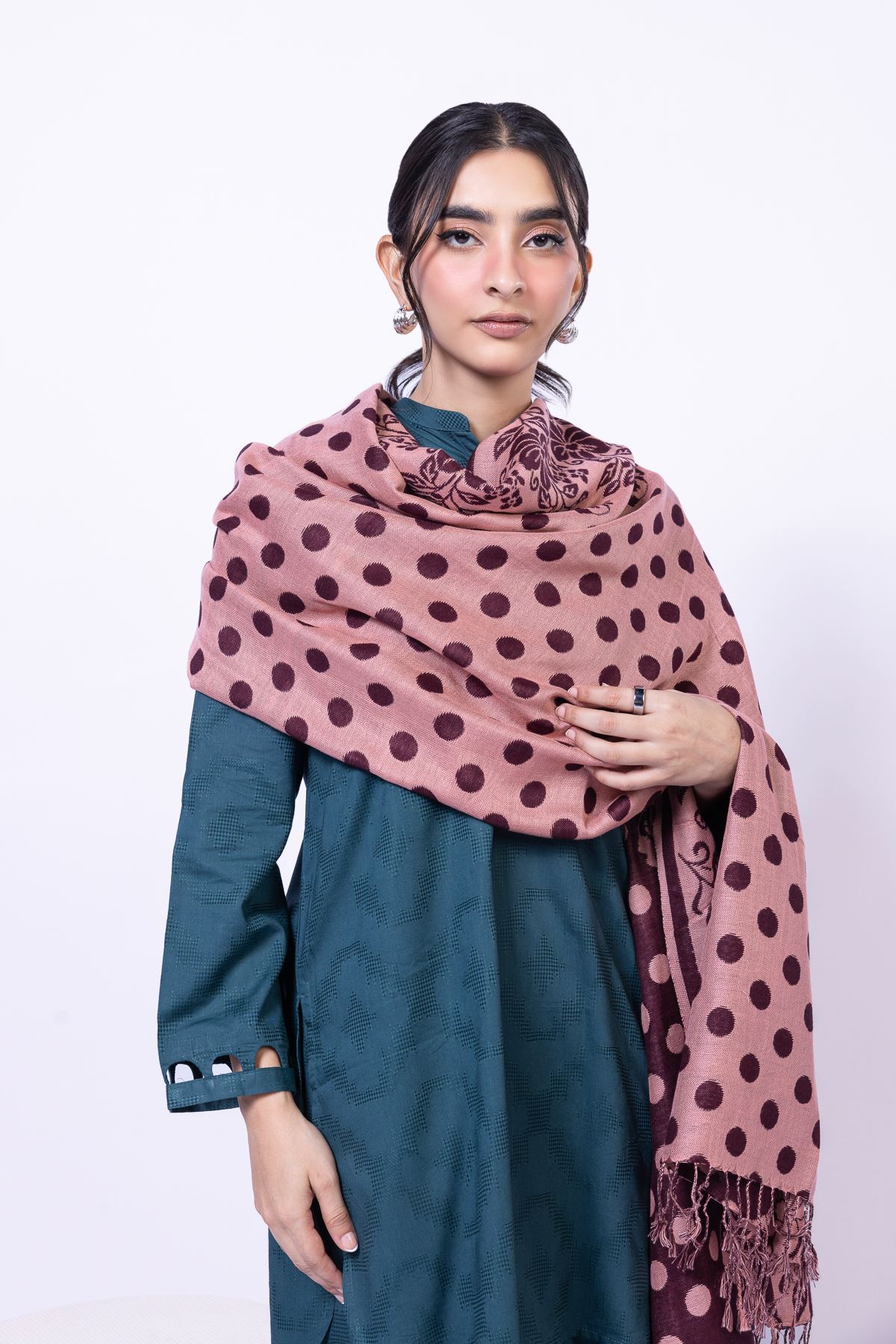 Dyed Acrylic Jacquard Shawl - 25-09-12E2-08TA-VG