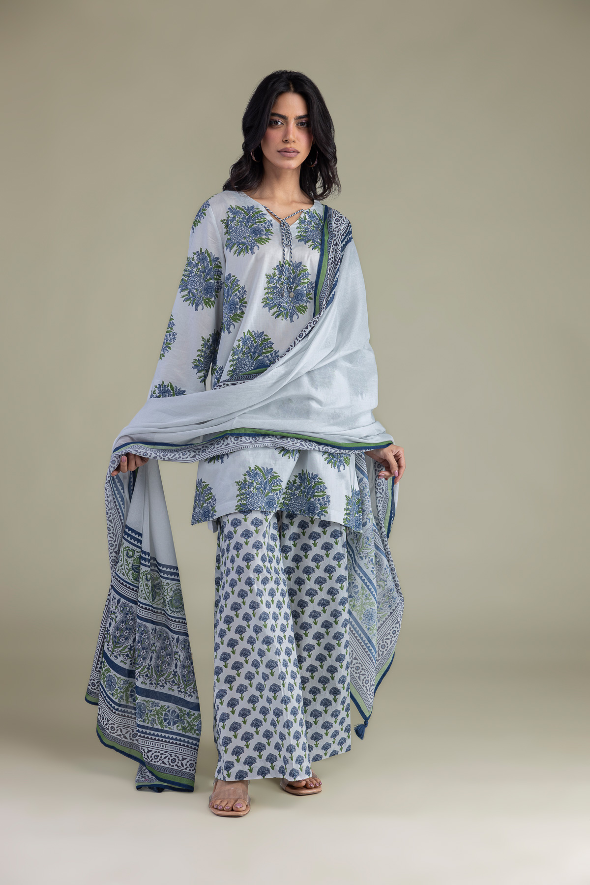 Printed Lawn Printed Cambric Dupatta - 1-26-102-A-F-VG