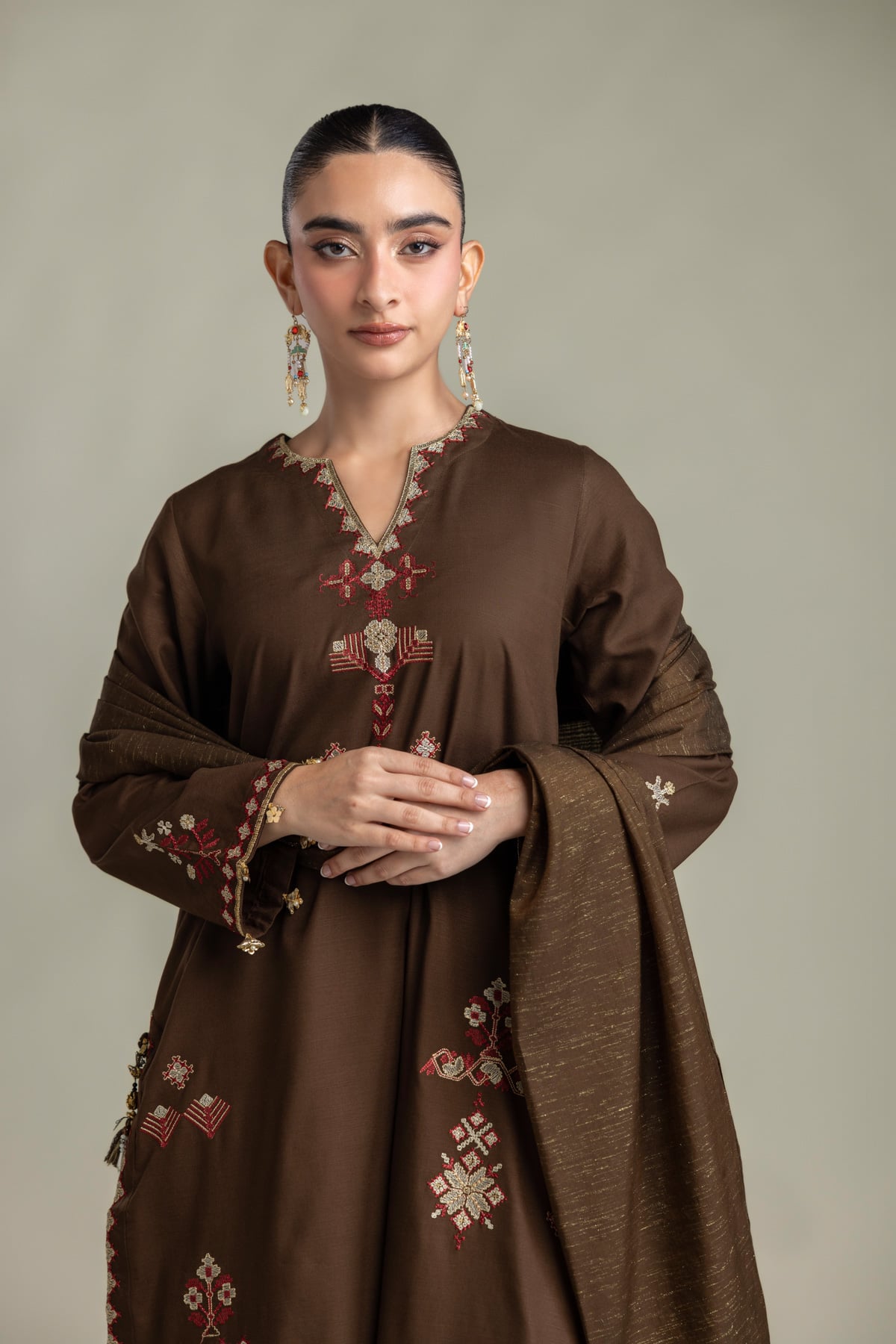 Embroidered Raw Silk Embroidered Silk Kurta - 2-26-418-A-H1-VG
