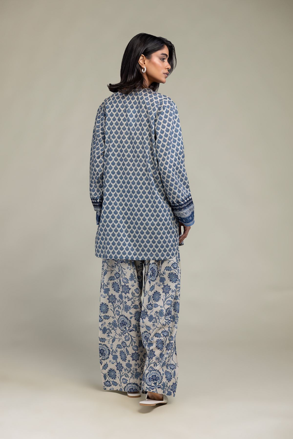 Embroidered Cambric Blue Cambric Kurta - T-A22-26-208FC2-VG