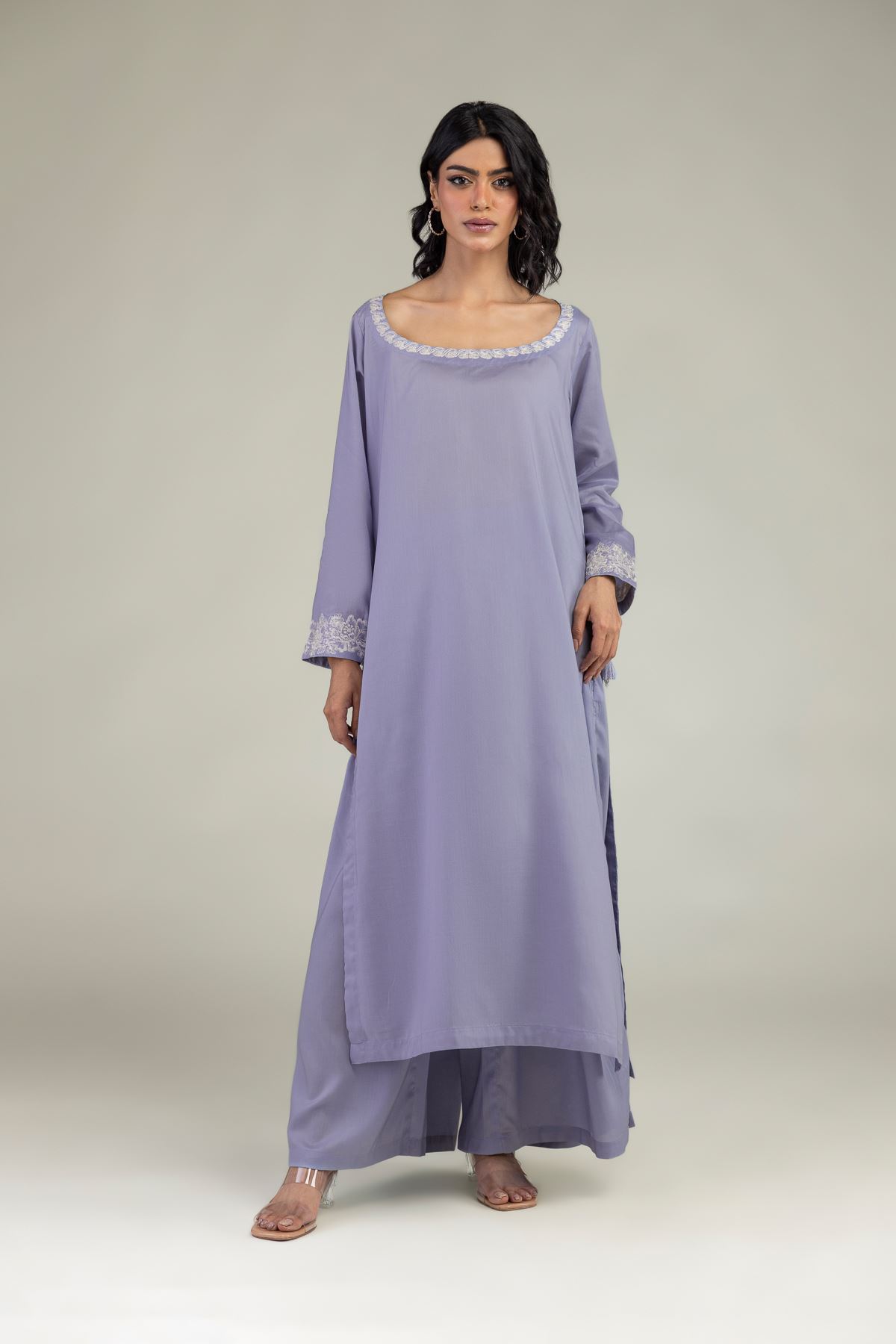 Embroidered Lyocell Lavendar Shalwar - 8-26-203-A-D1-VG