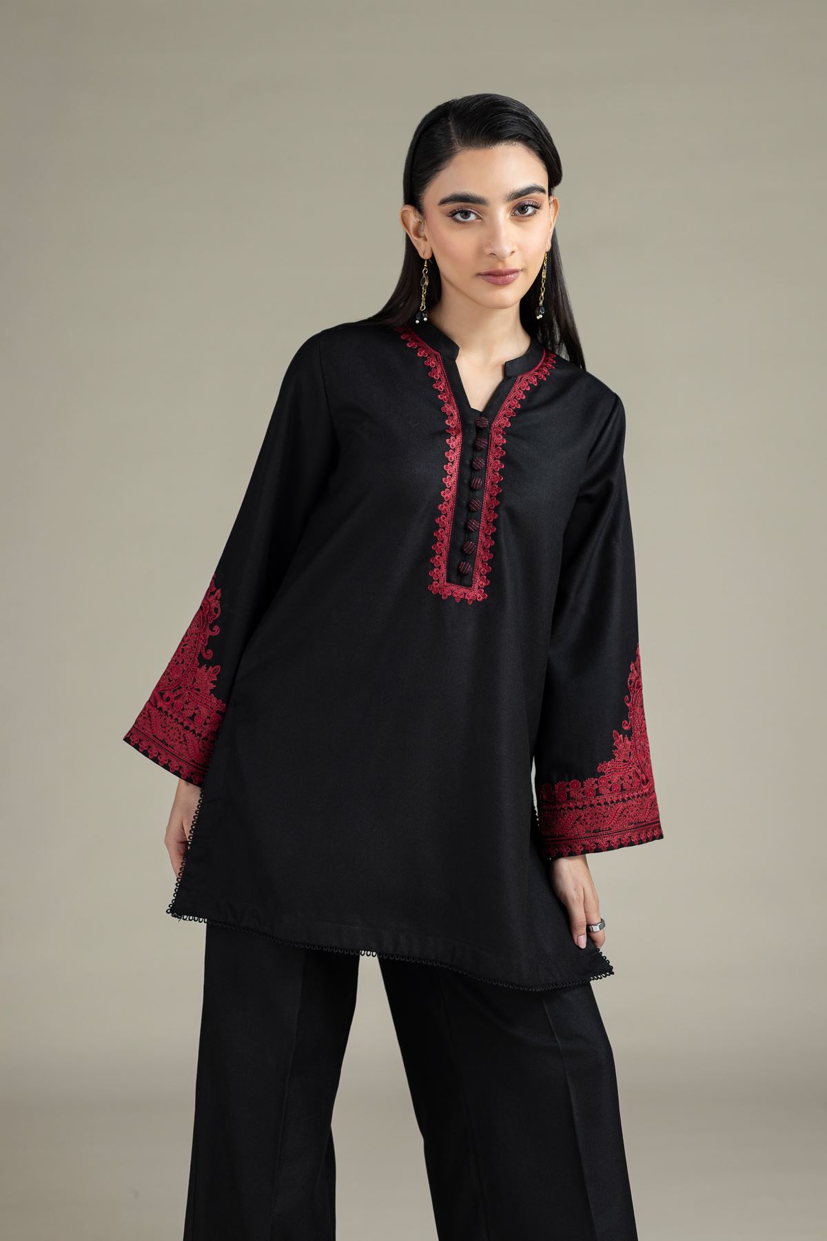Embroidered Heavy Blended Viscose Kurta - 25-08-12E8-04TA-VG