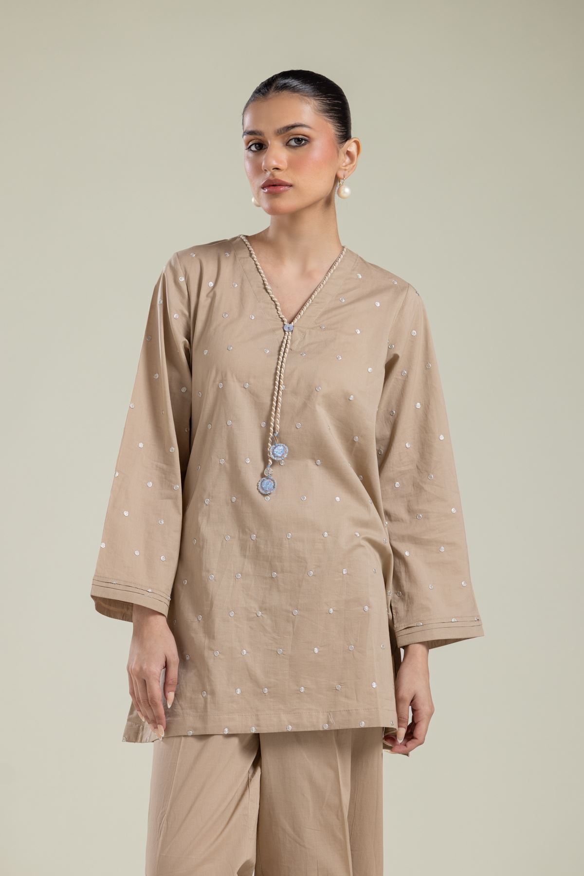 Embroidered Cambric Short Cambric Kurta - 1-26-204-A-A1-VG