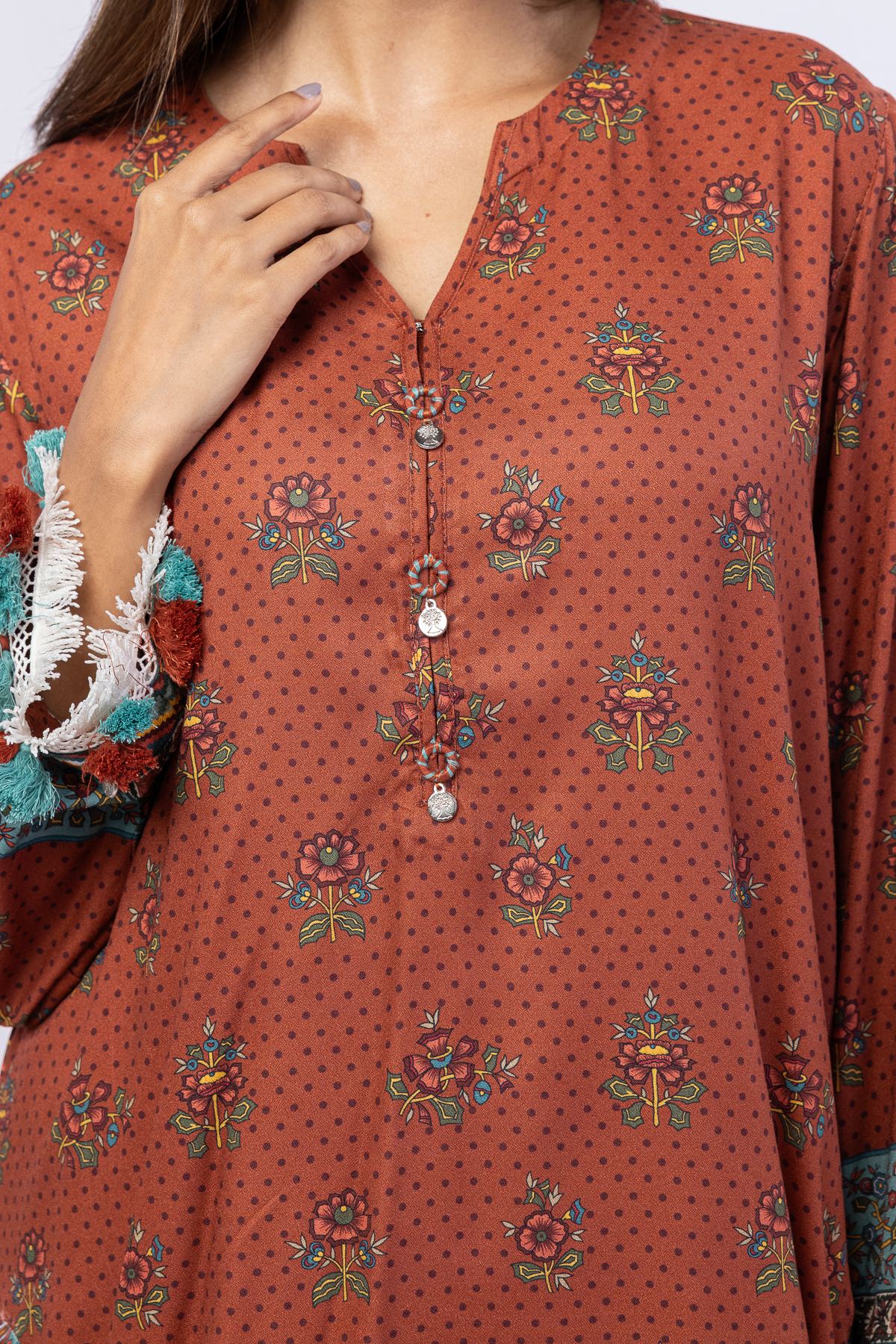 Printed Viscose Crepe Kurta - 25-09-9S1-04TA-VG
