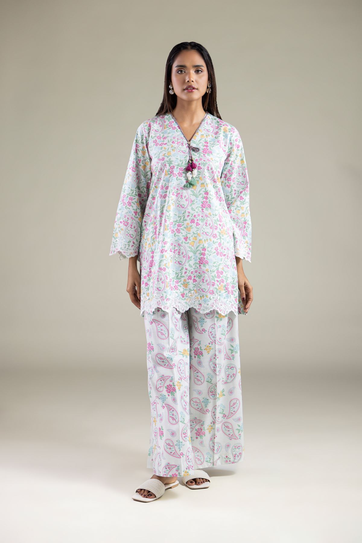 Embroidered Textured Cotton Kurta - 1-26-119-A-A-VG