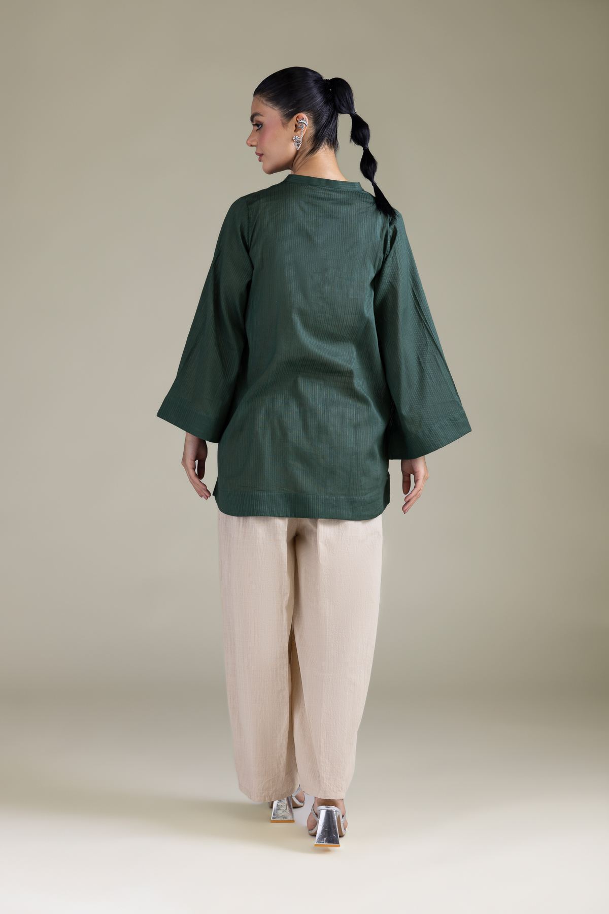 Dyed Cotton Dobby Solid V-Neck Kurta - T-A11-26-117FC1-VG