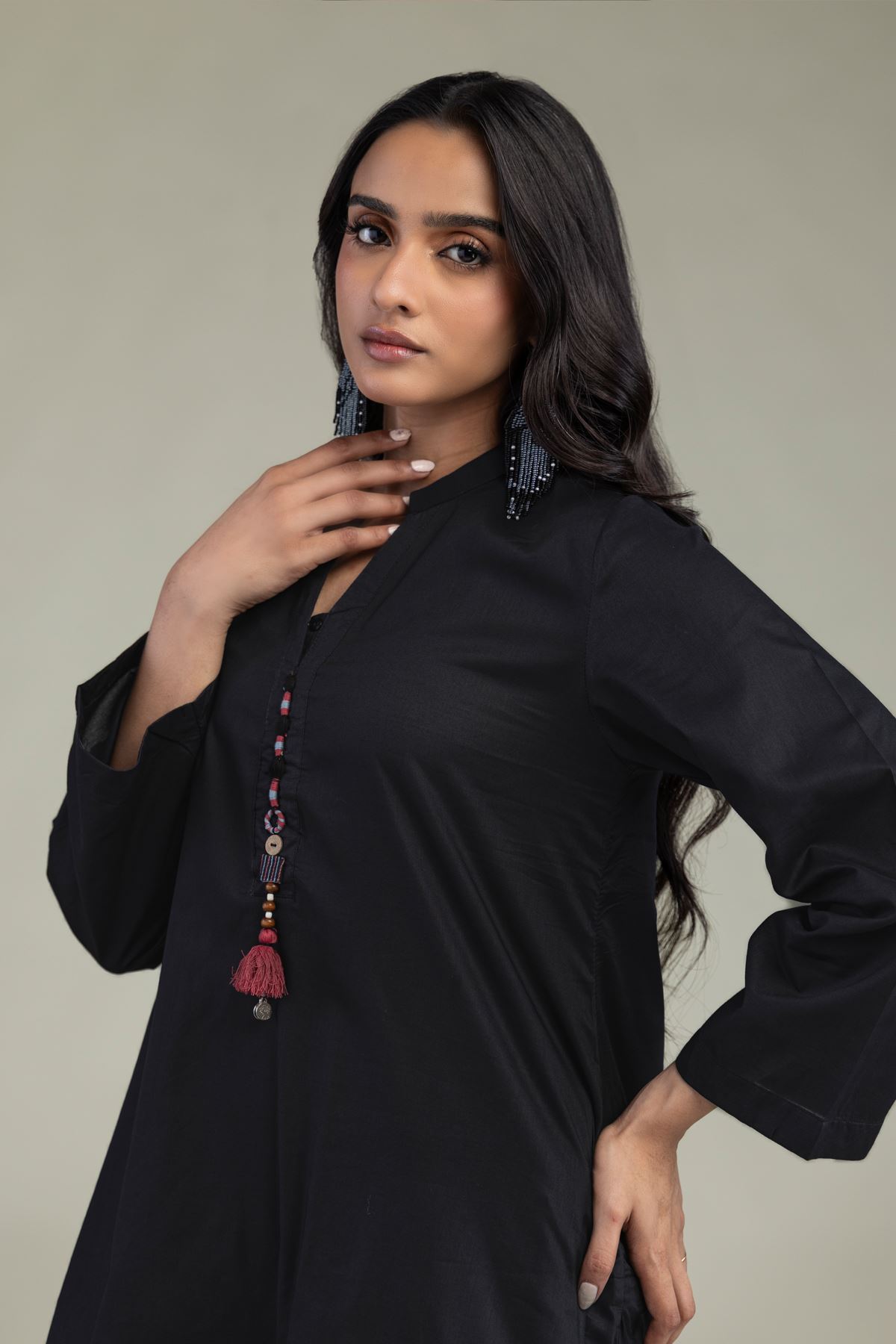 Printed Cambric Solid Black Kurta - R-1-26-114-B-C-VG
