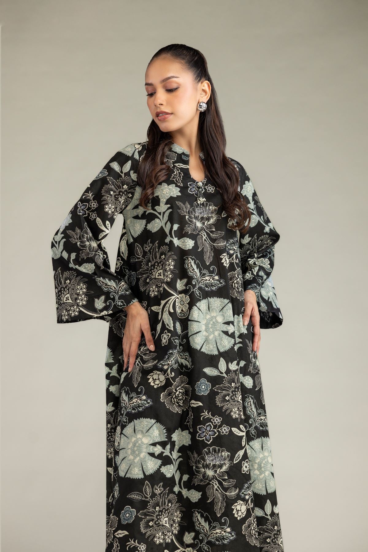 Printed Cambric Black Cambric Kurta - 1-26-243-A-D2-VG