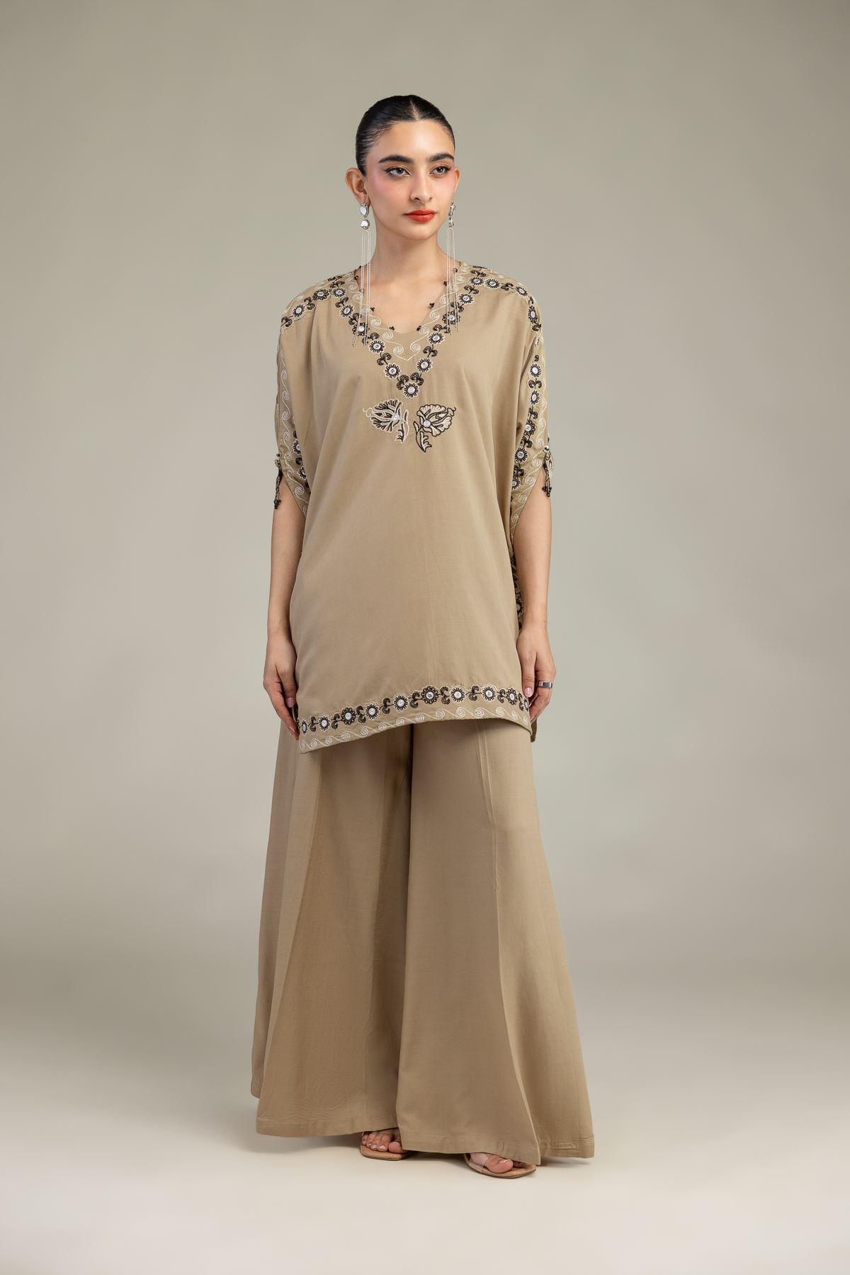 Embroidered Raw Silk Beige Silk Kurta - 8-26-210-A-D1-VG