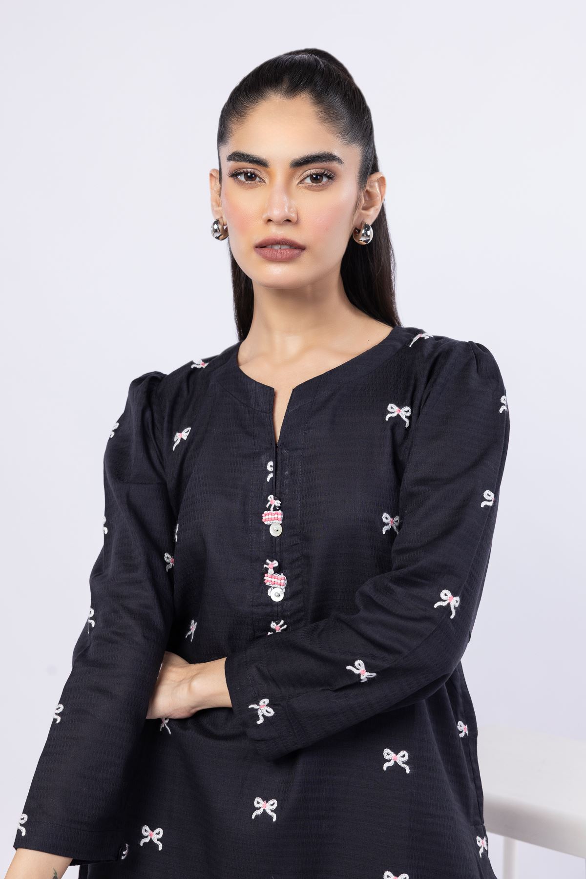 Embroidered Cotton Dobby Kurta - EST24183T-VG