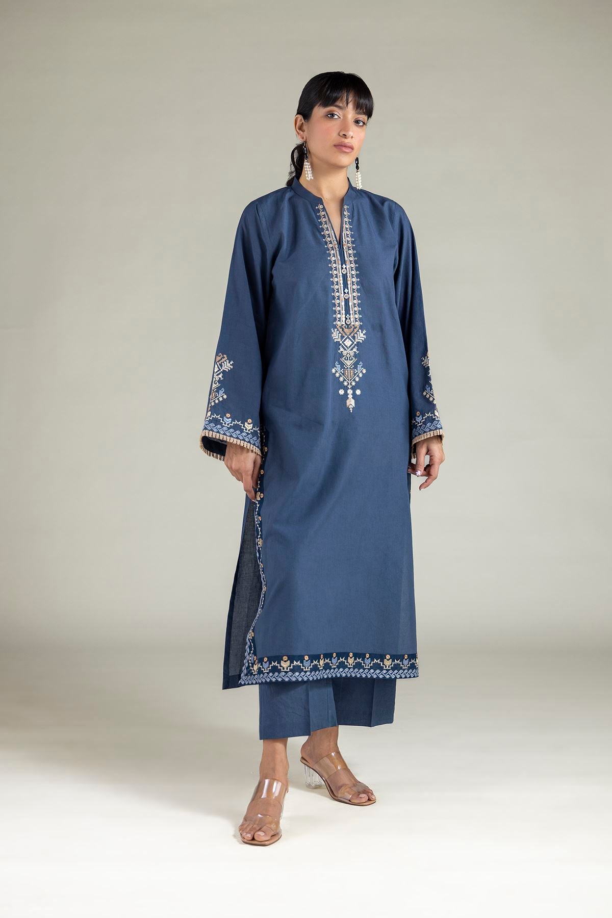 Embroidered Cambric Fabrics 2 Piece | Top and Bottom - A22-26-218FH1-VG