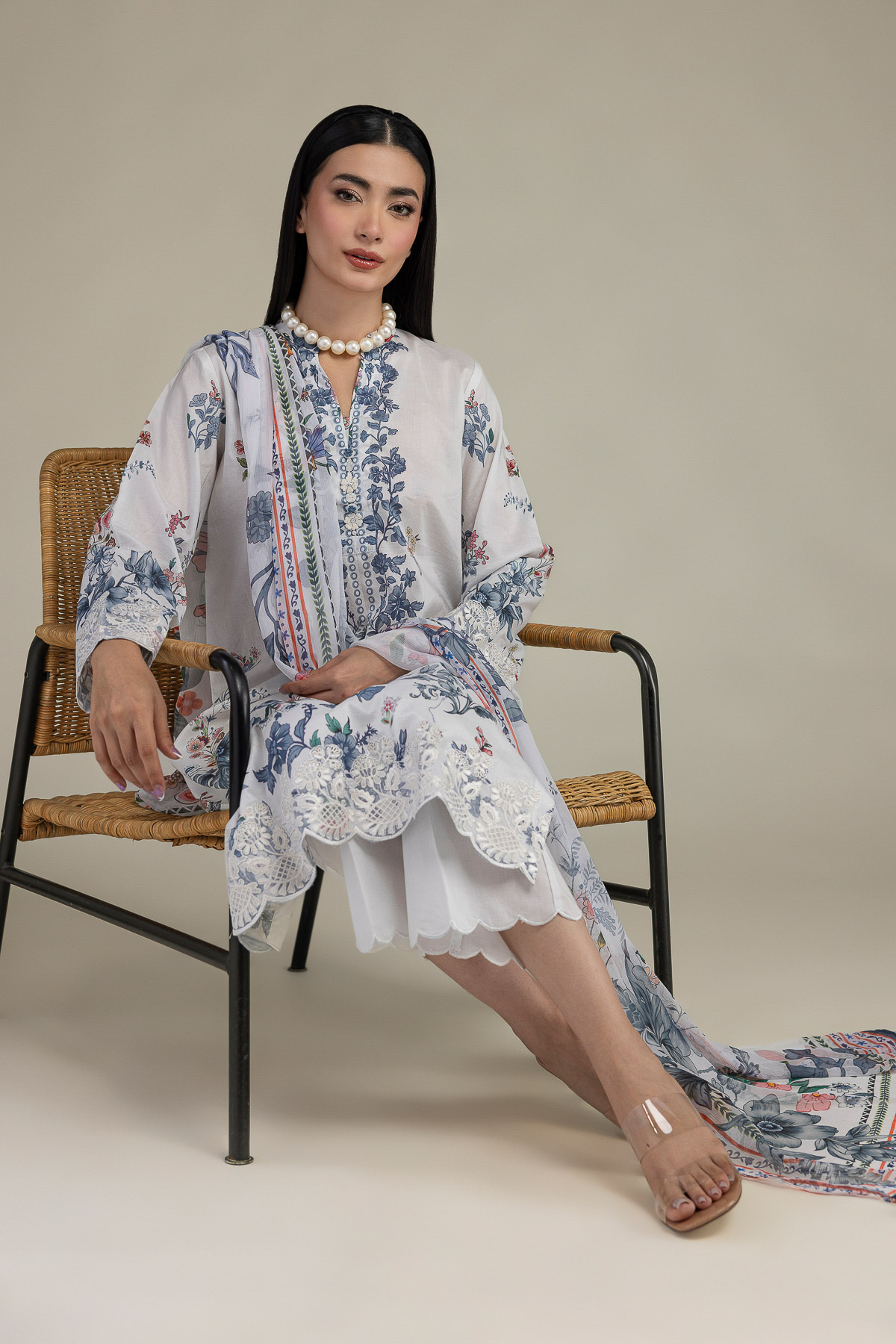 Embroidered Cambric Fabrics 3 Piece - T-A33-26-207FD1-VG
