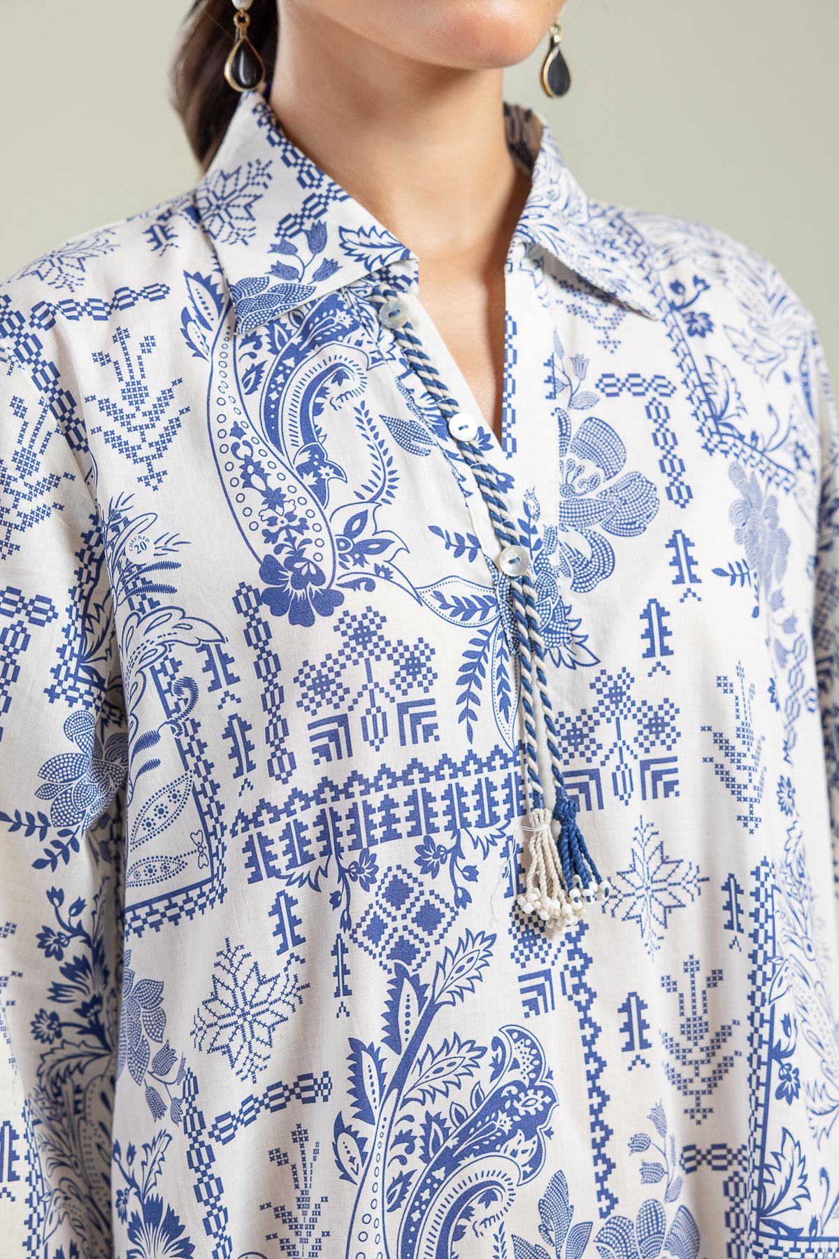 Printed Cambric Floral Cambric Kurta - 1-26-201-A-A-VG