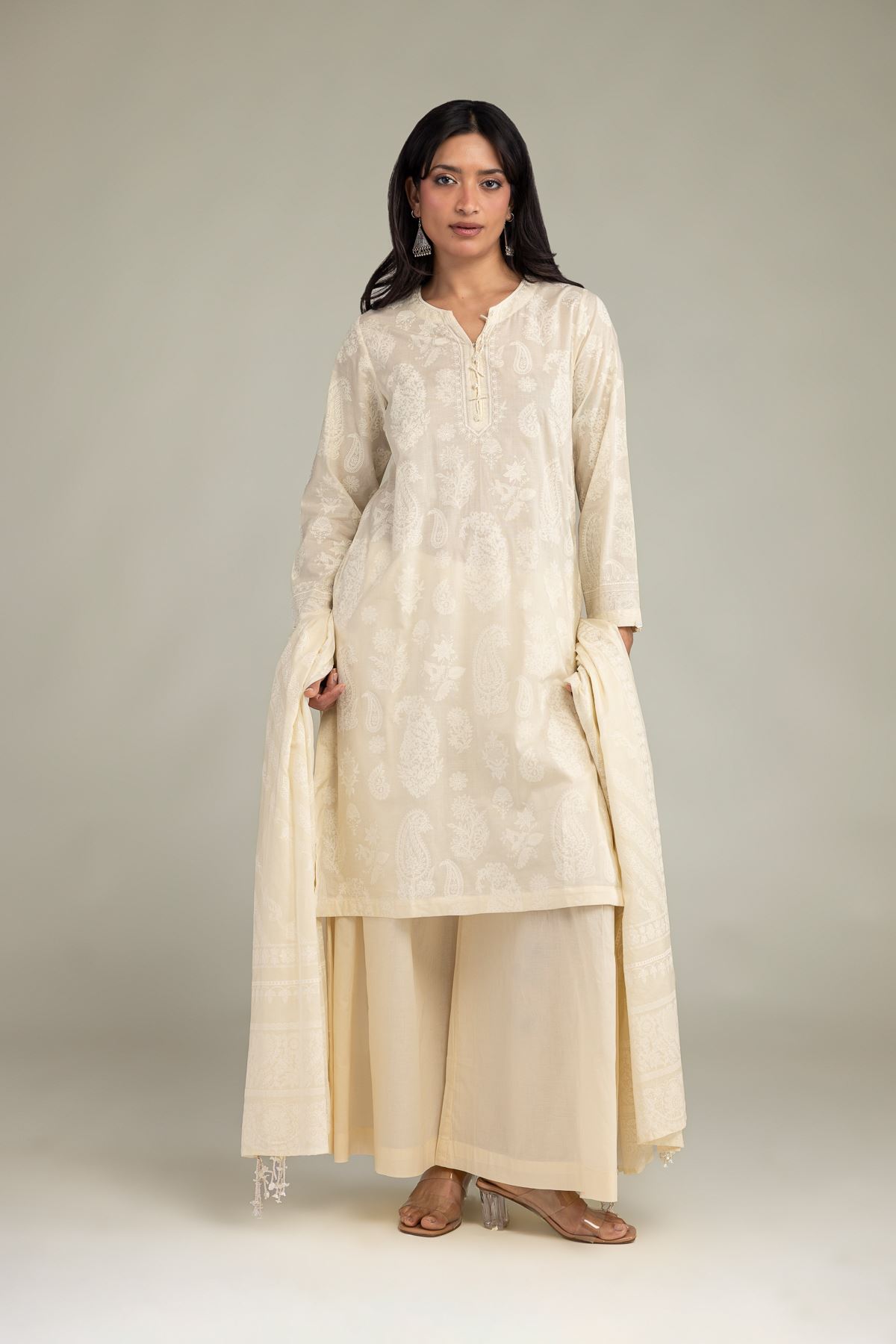 Printed Lawn Lawn Floral Dupatta - 1-26-309-B-D1-VG