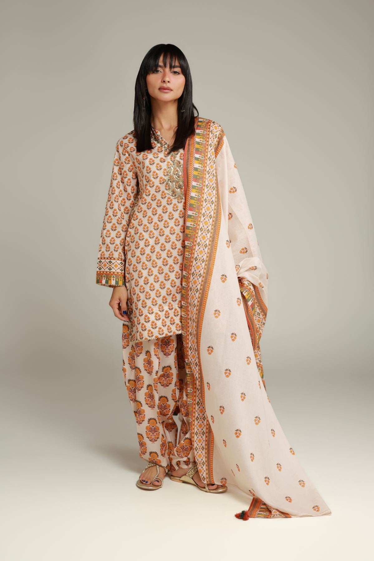 Embroidered Cambric Spring Floral Shalwar - 1-26-138-A-E-VG