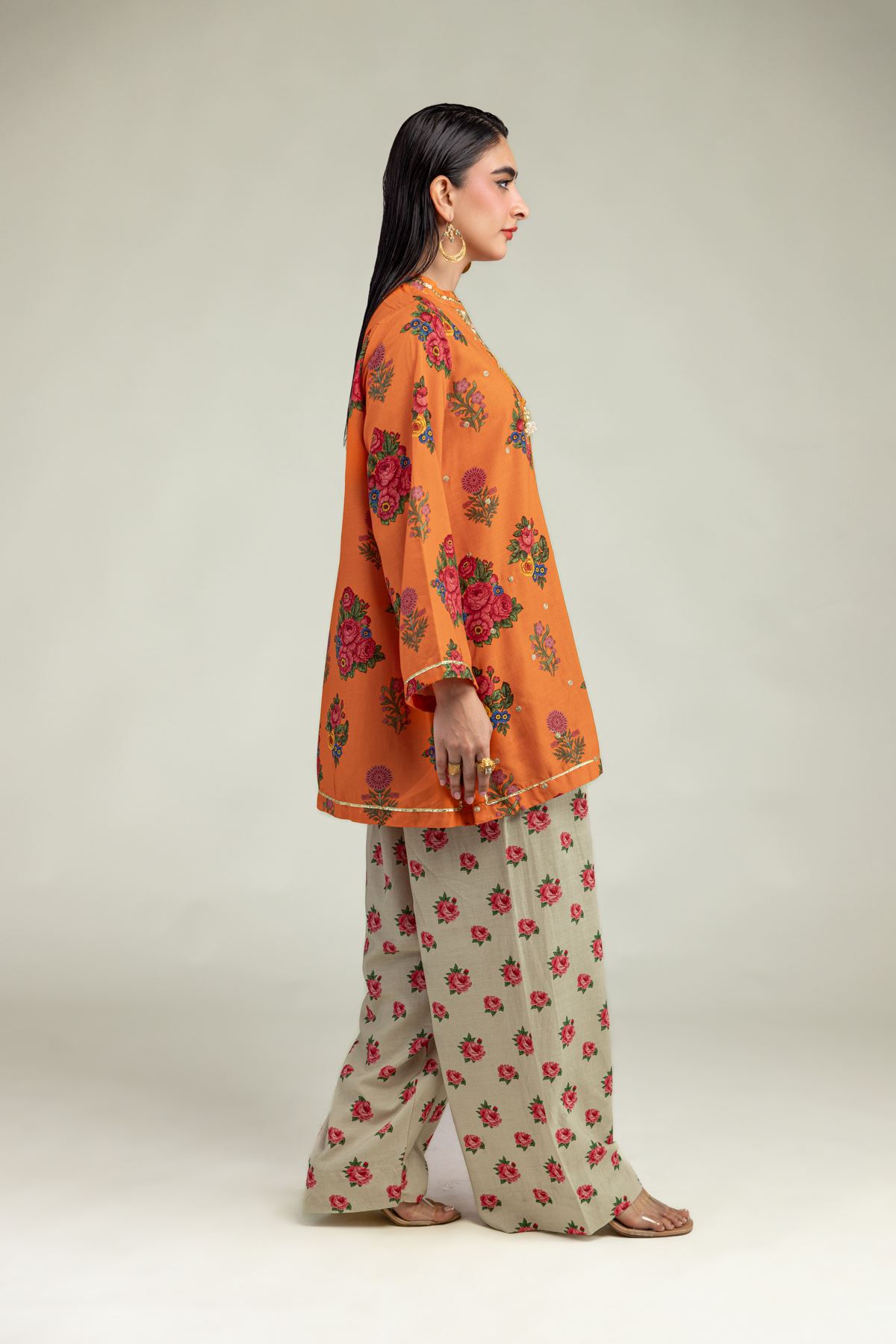 Embroidered Raw Silk Floral Silk Shalwar - 2-26-201-A-B-VG