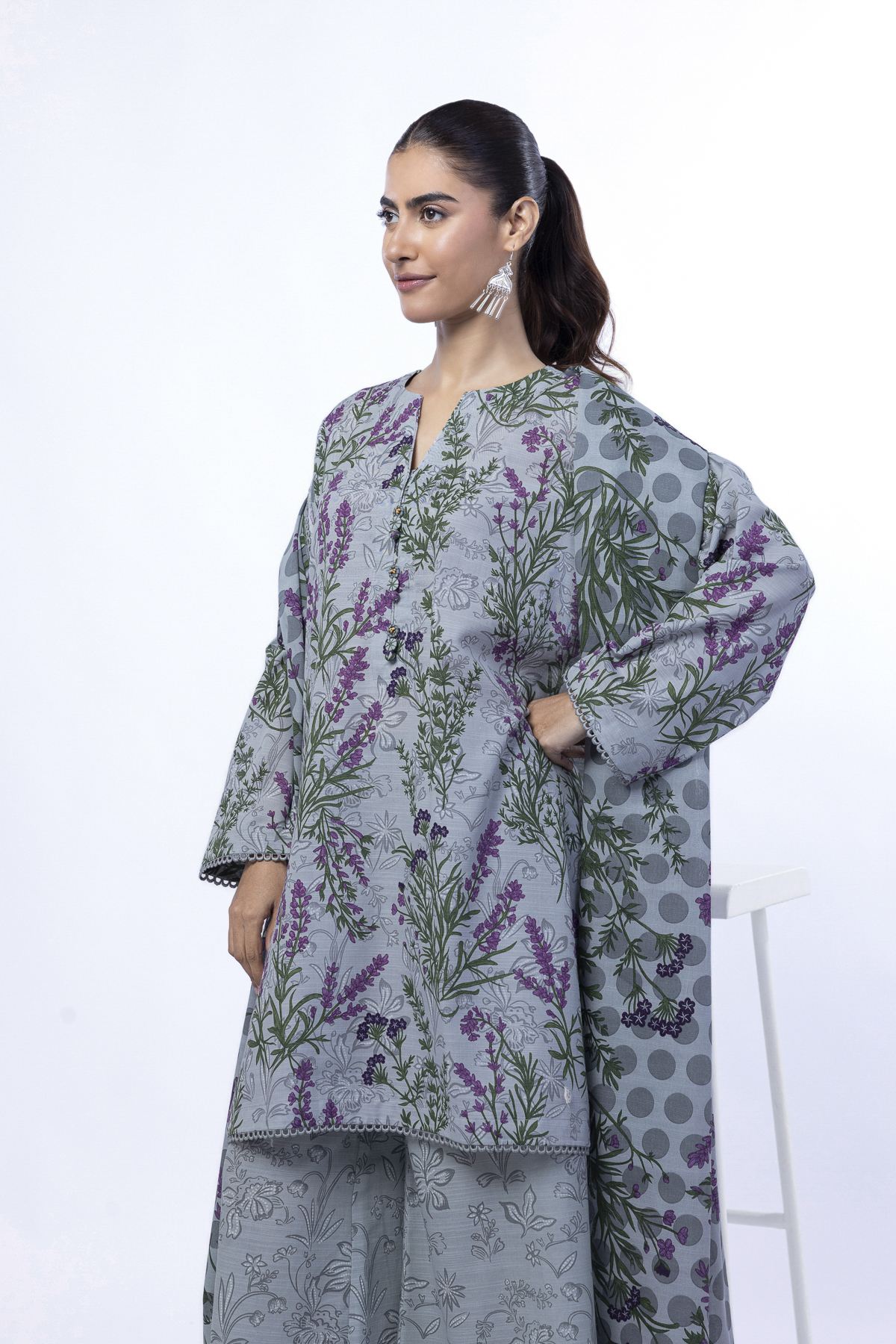 Printed Light Khaddar Fabrics 3 Piece - KRN16A-VG