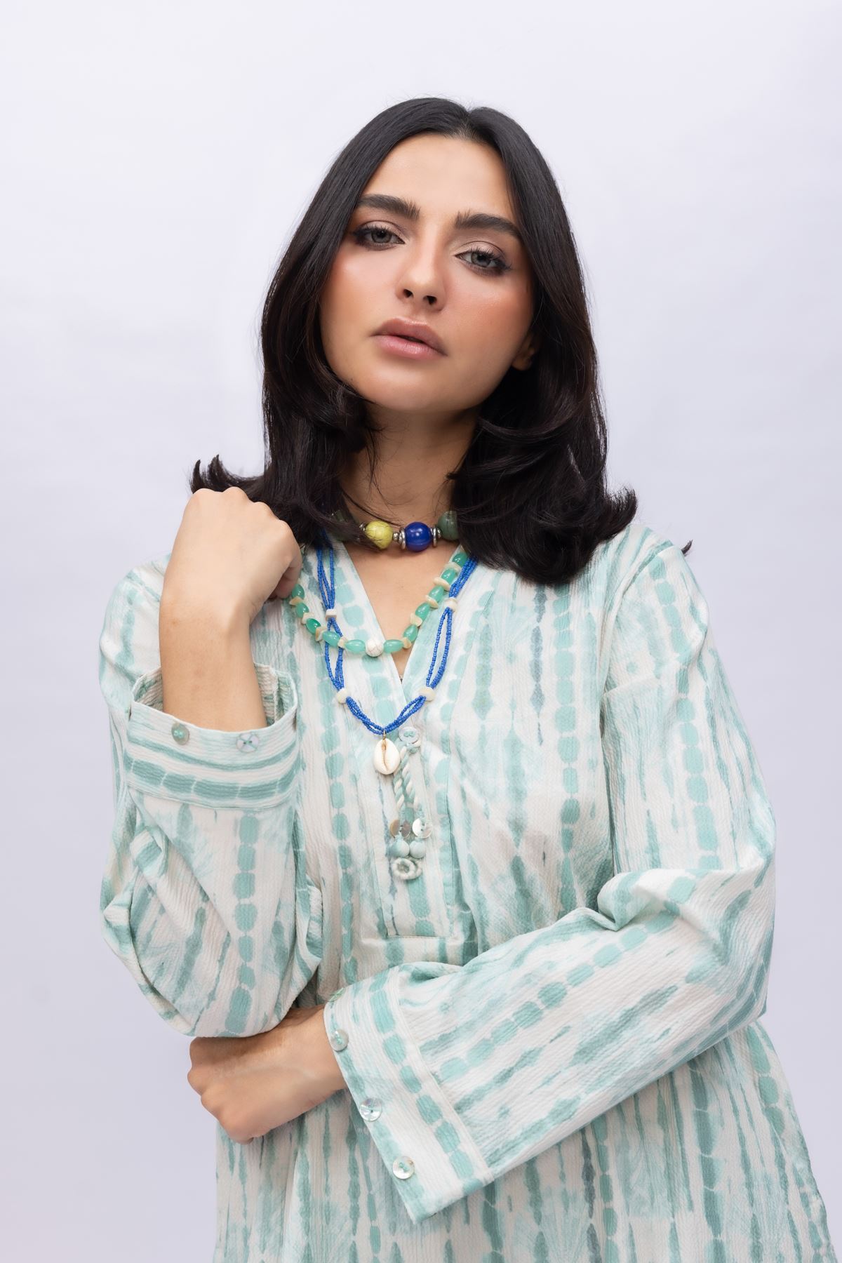 Printed Ripple Crinkle Abstract Cotton Kurta - 25-08-8E6-02TA-VG