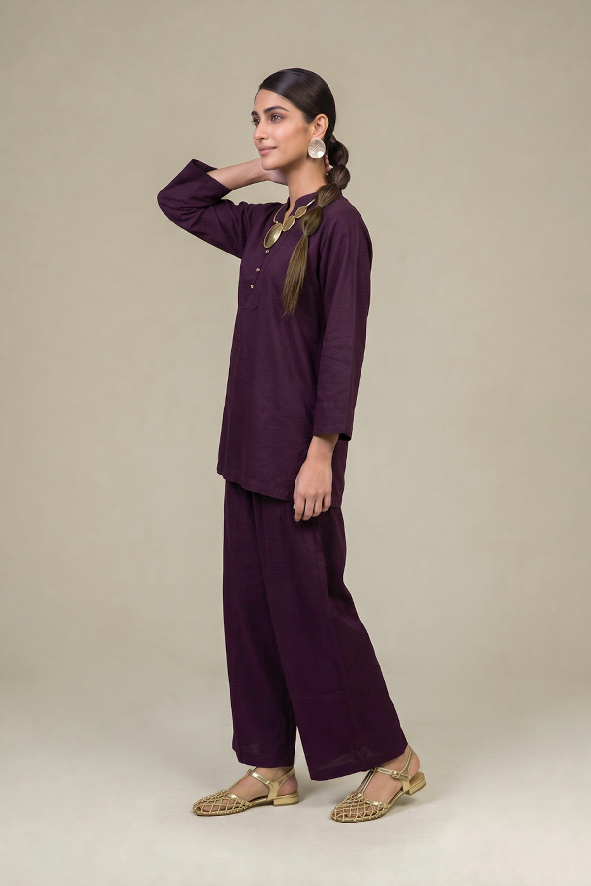 Dyed Cotton Dobby Tailored 2-Piece Set - 2-26-308-A-G1-VG