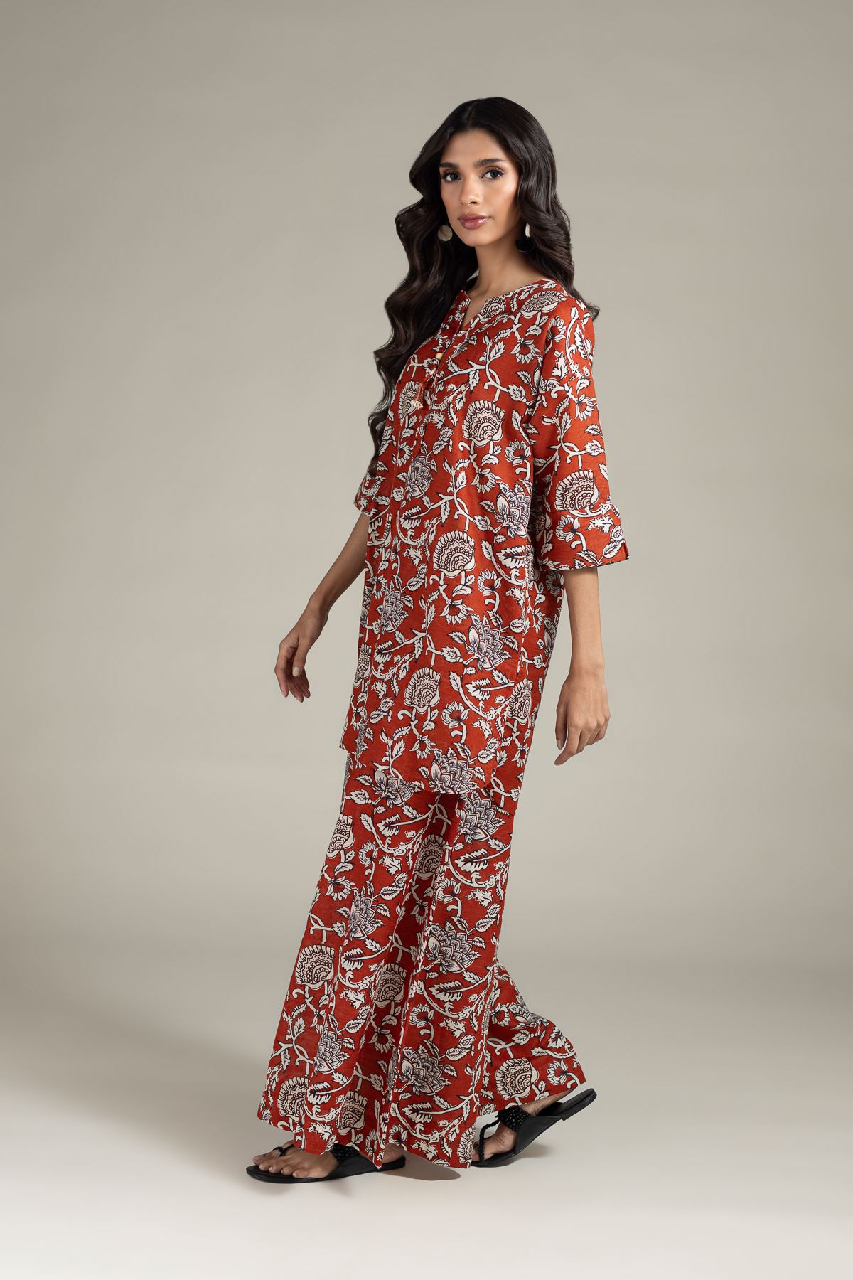 Printed Textured Cotton Kurta - 25-10-12E7-04TA-VG