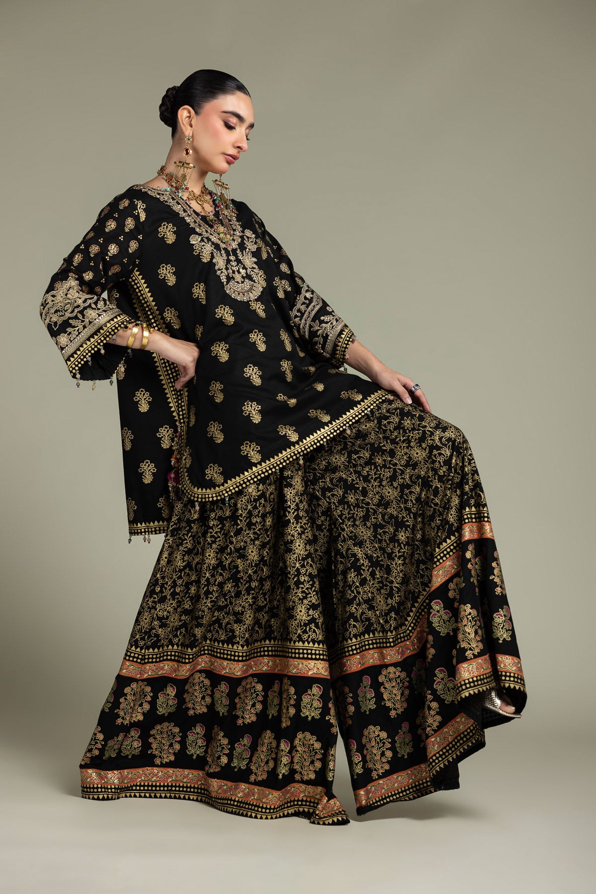Embroidered Raw Silk 2-Piece Set - 8-26-303-A-C1-VG