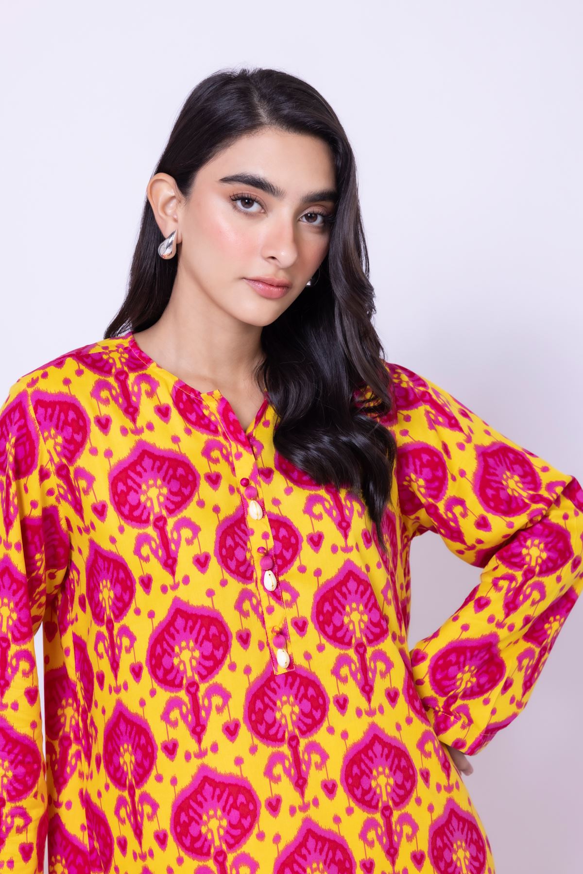 Printed Viscose Silk Kurta - 25-09-10E4-05TB-VG