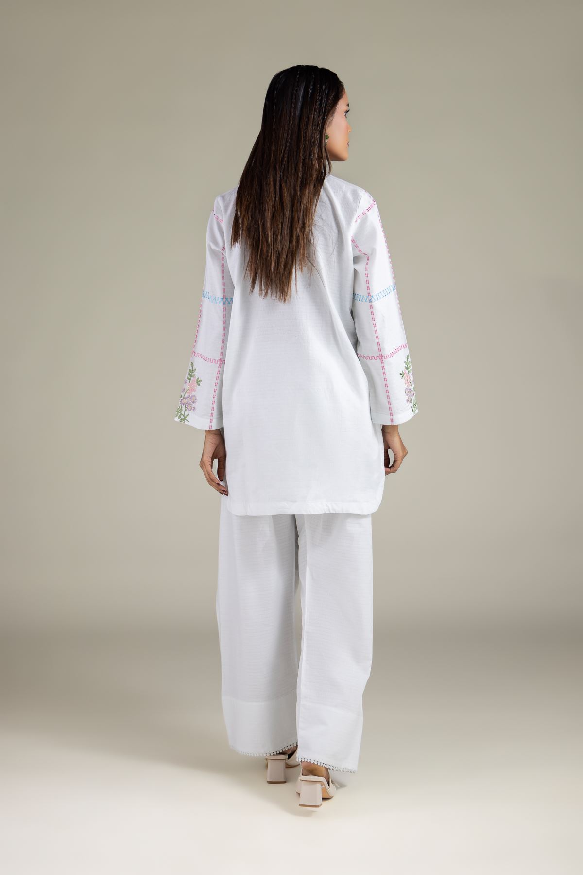 Embroidered Cotton Dobby Buttoned Floral Kurta - 1-26-105-A-H-VG
