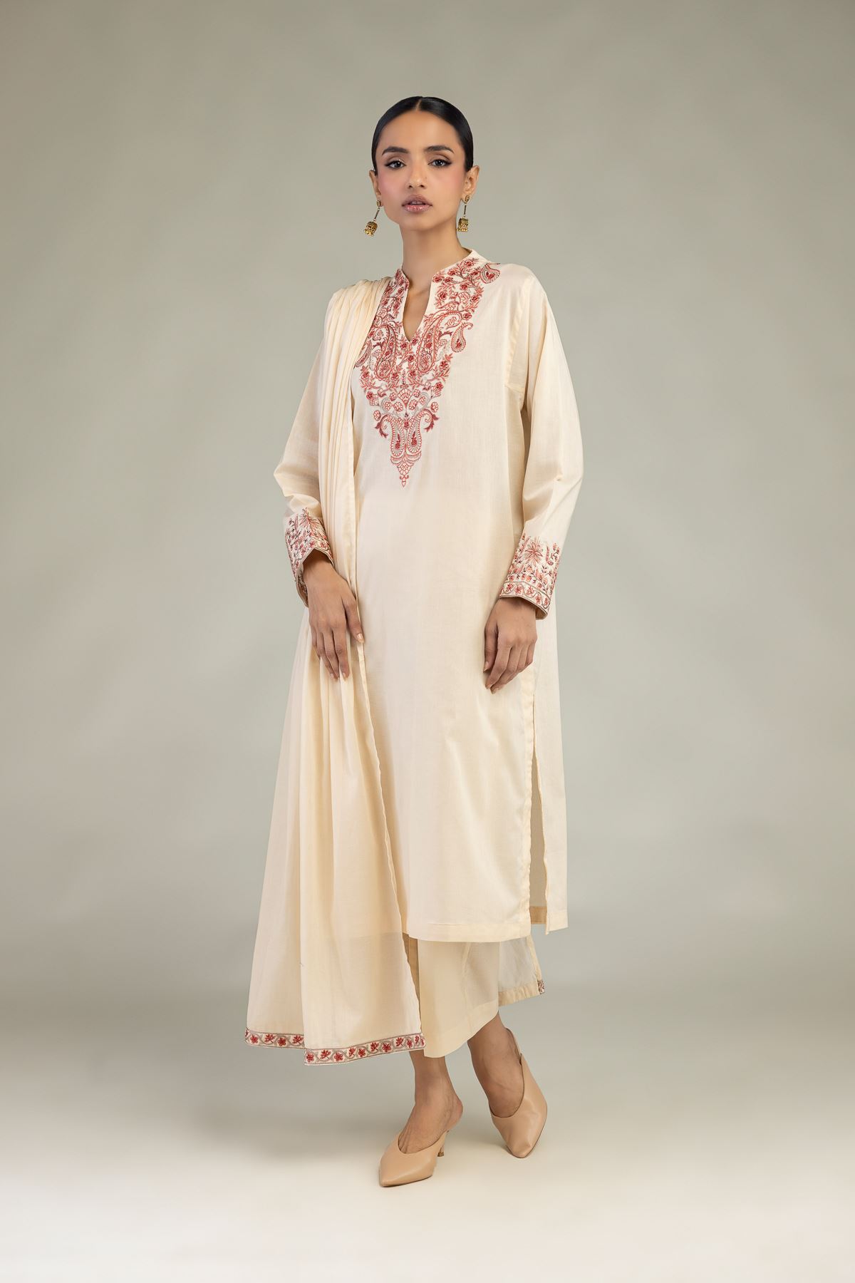 Embroidered Lawn Floral Lawn Dupatta - 1-26-325-C-A1-VG