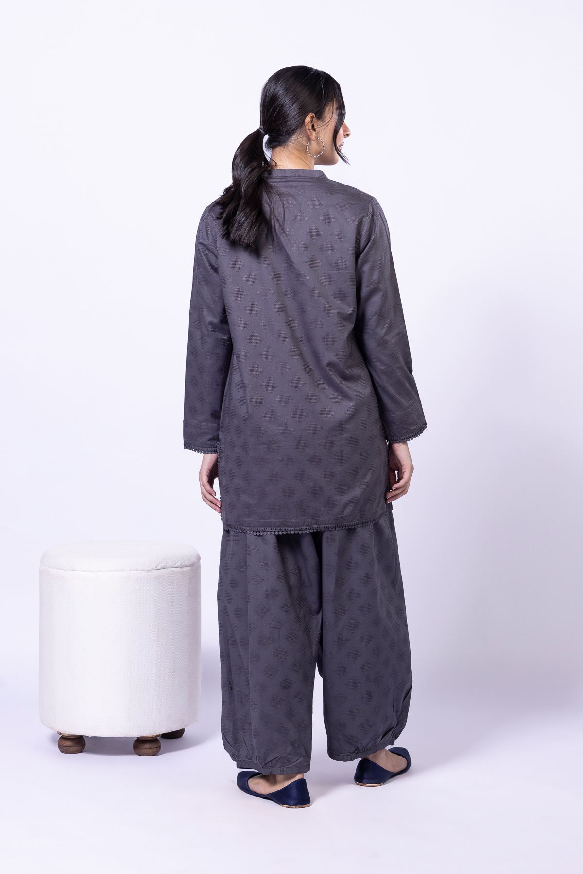 Dyed Jacquard Kurta - 25-04EX18-03TA-VG