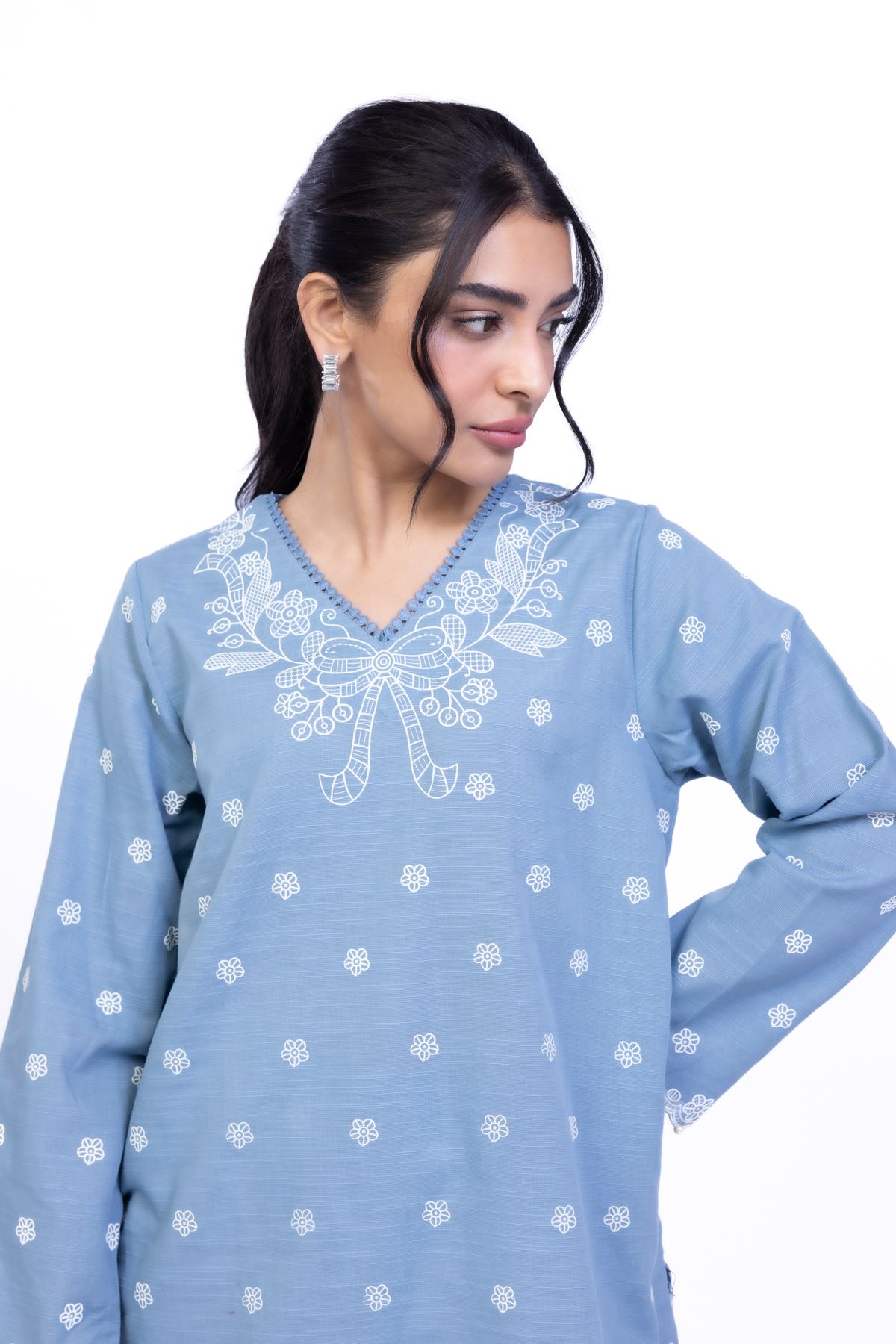 Printed Khaddar Kurta - 25-10-10E7-05TA-VG