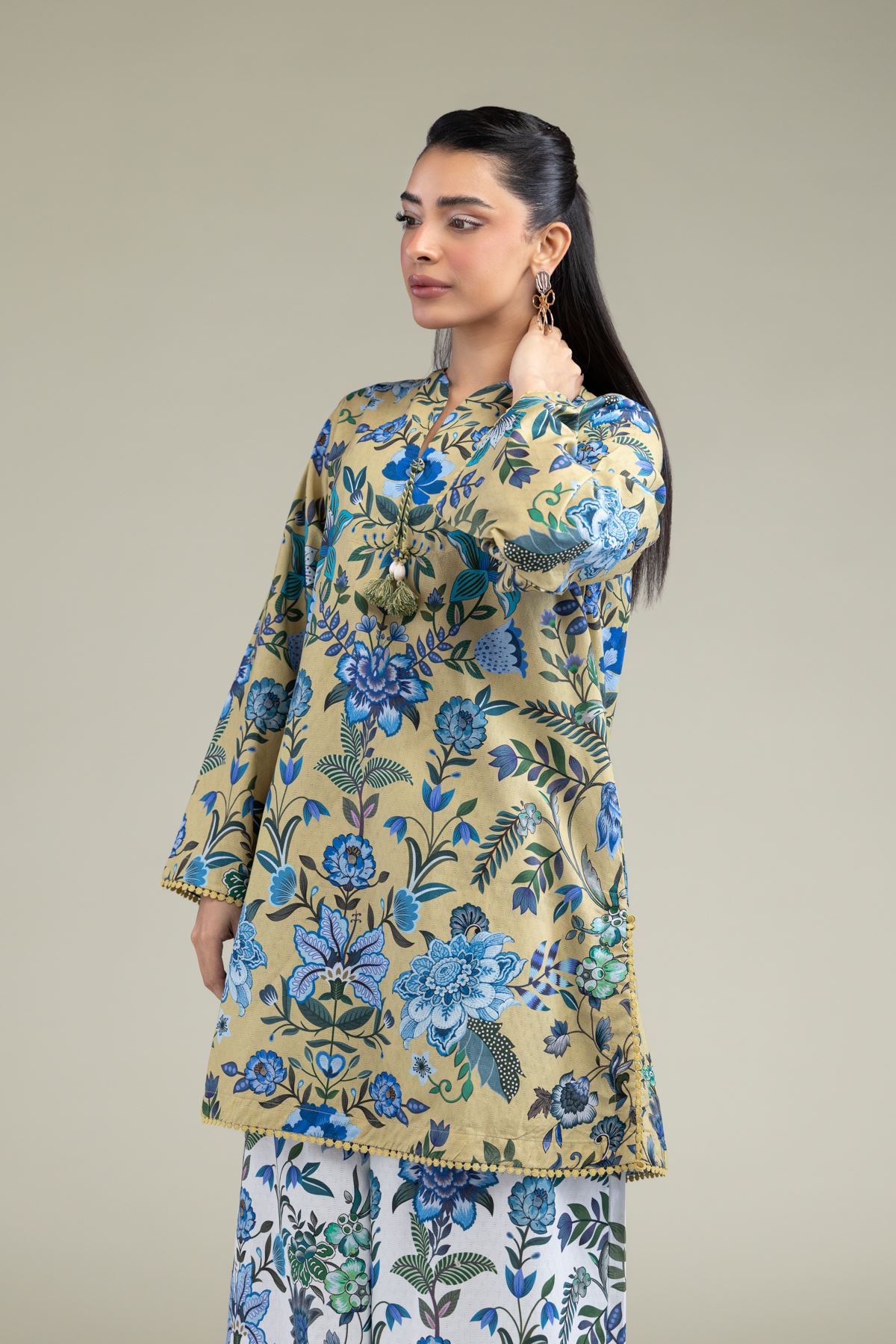 Printed Cotton Dobby Floral Cotton Kurta - 1-26-219-A-D1-VG