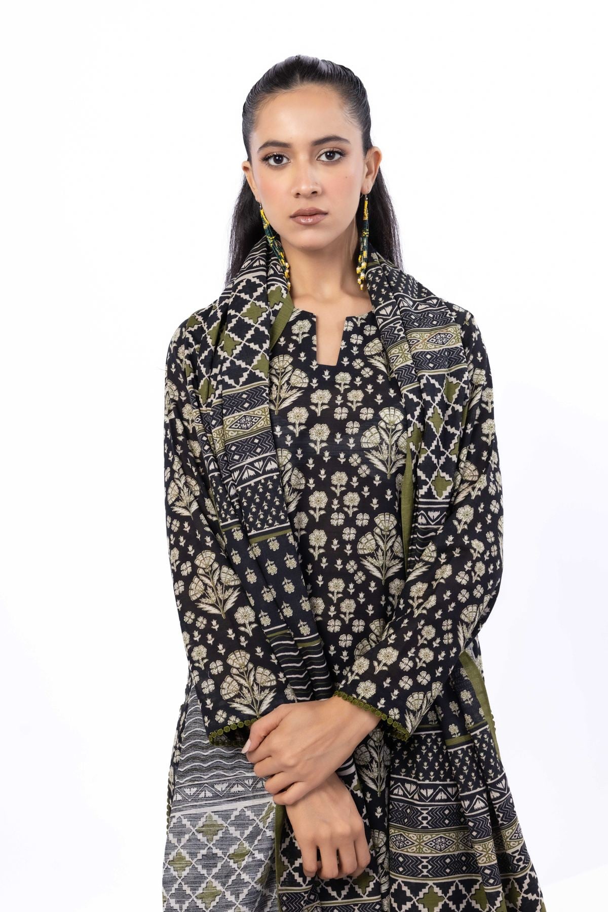 Printed Light Khaddar Fabrics 3 Piece - KW57A-VG