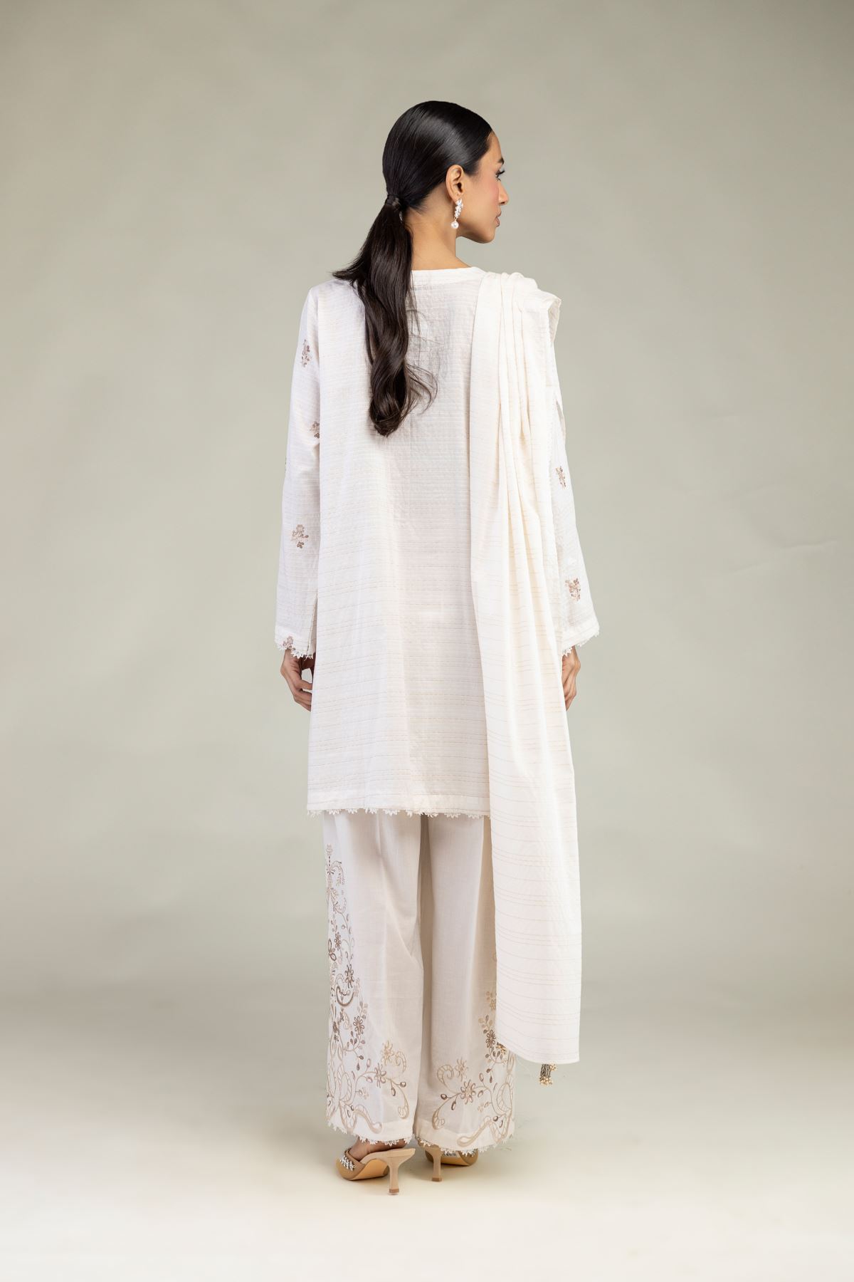 Embroidered Messuri Dobby White Tailored 3-Piece - 2-26-212-A-F1-VG