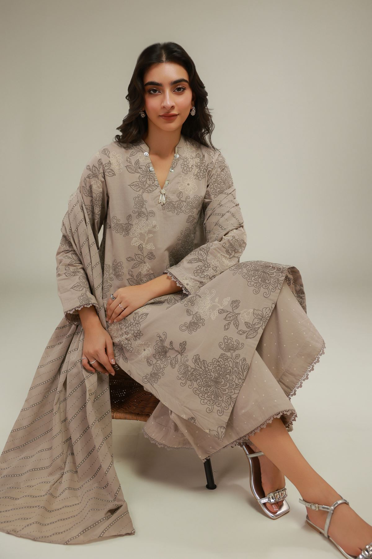 Cambric Floral Cambric Kurta - 1001924537