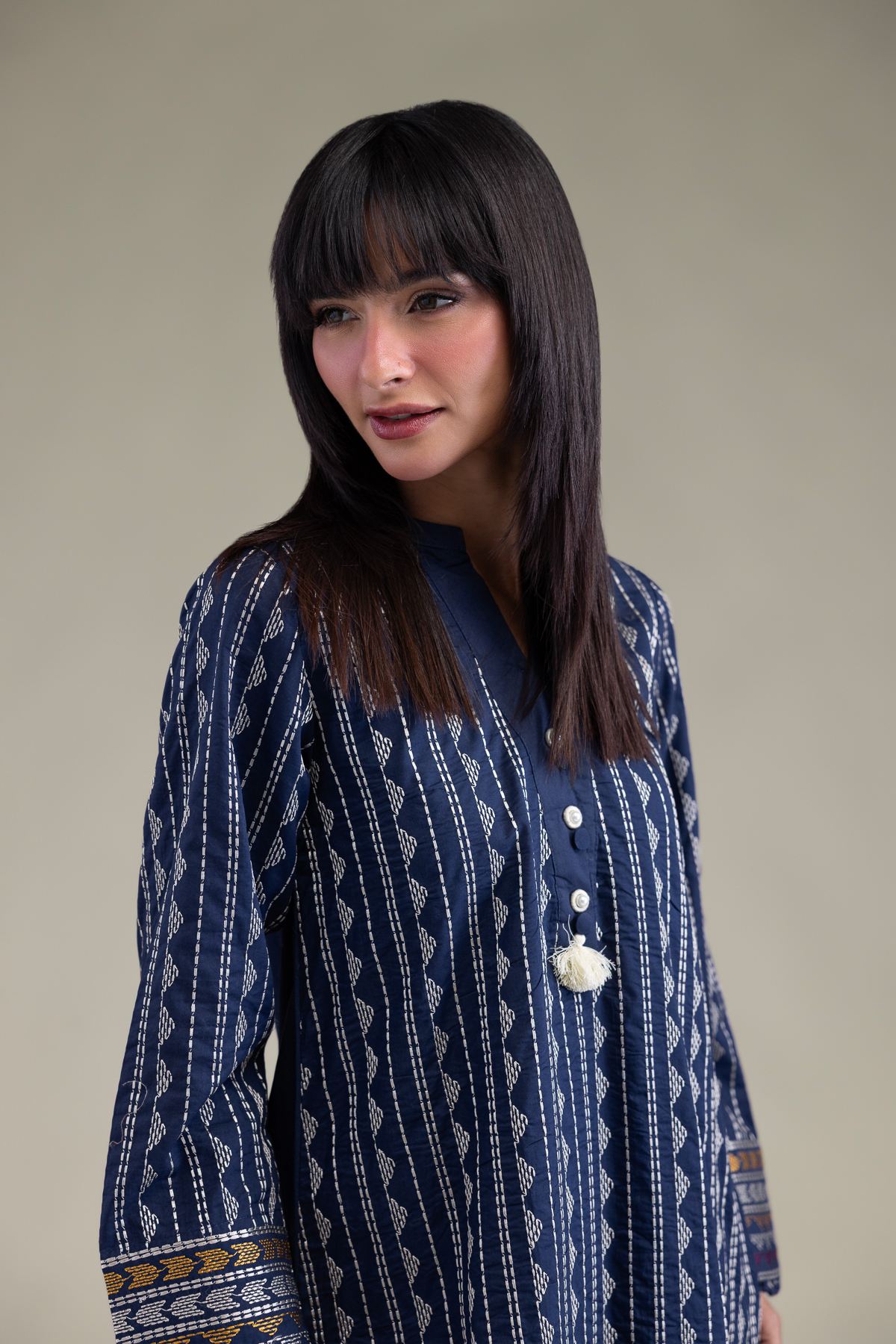 Embroidered Cambric Cambric Longline Kurta - T-A11-26-108FE2-VG