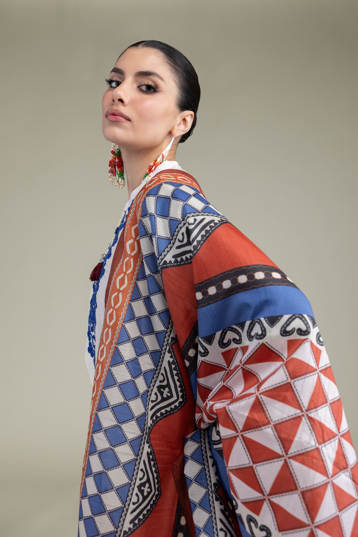 Embroidered Polyester Silk Silk Geometric Dupatta - 2-26-204-C-B1-VG