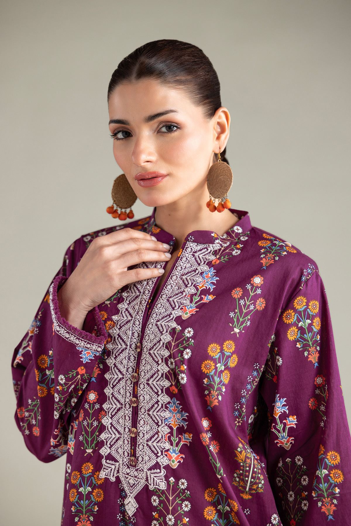 Embroidered Lawn Fabrics 2 Piece | Top and Bottom - A11-26-107FG1-VG