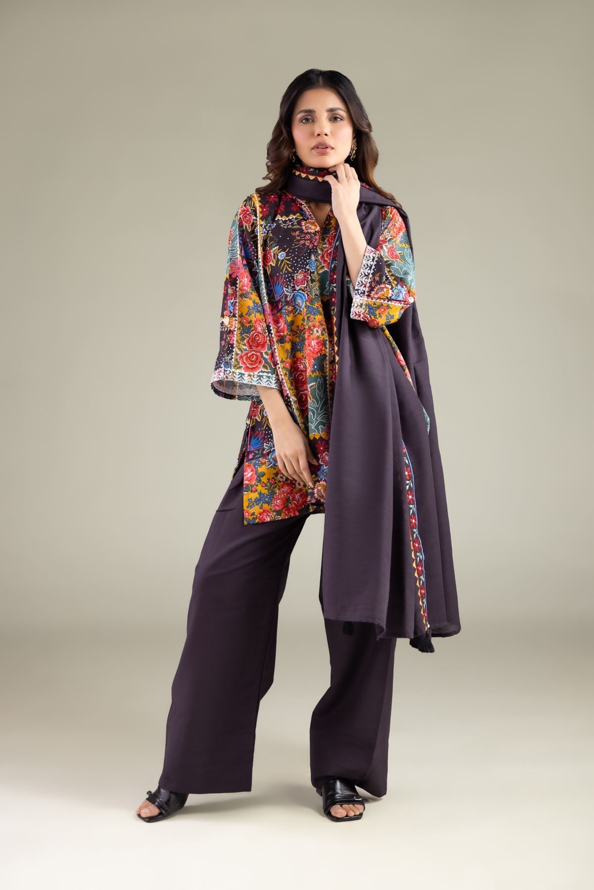 Embroidered Textured Cotton Solid Straight Shalwar - 1-26-144-B-F-VG