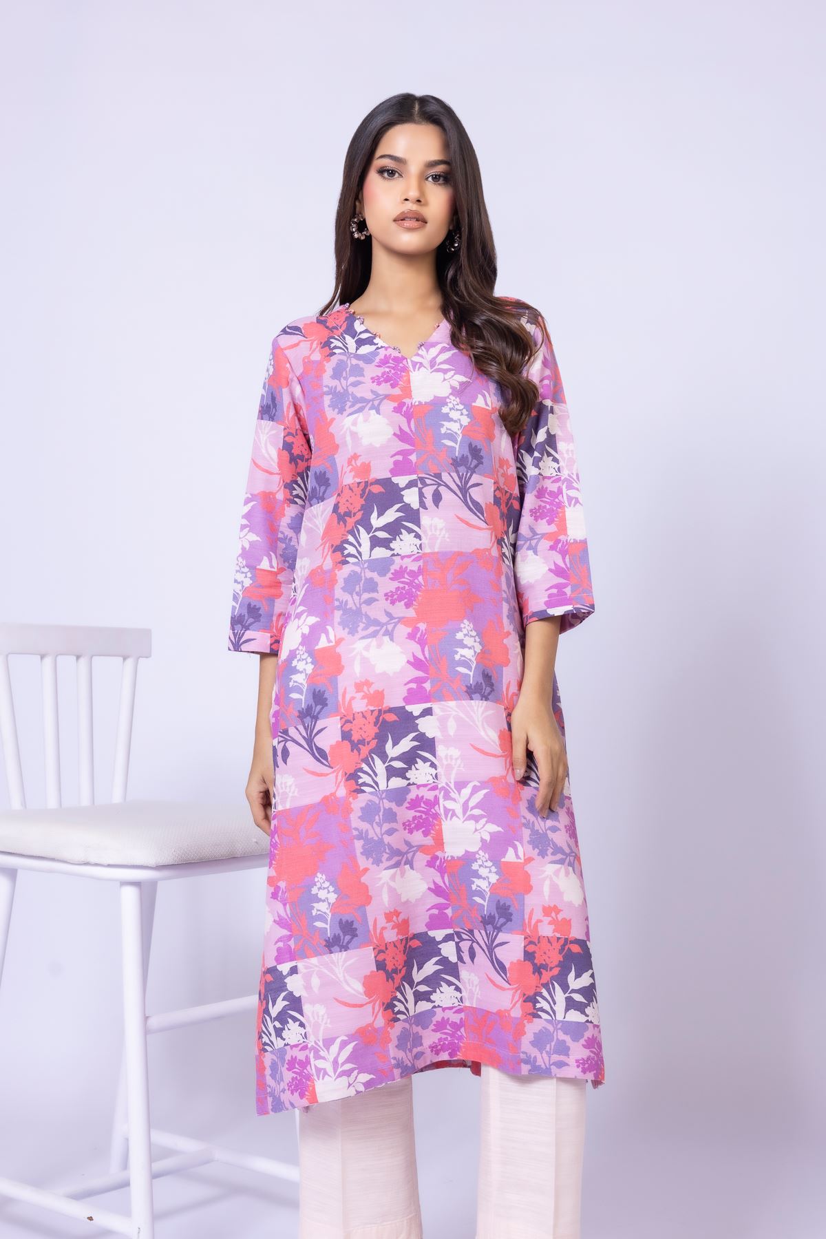 Printed Textured Cotton Kurta - 25-10-11E9-03TA-VG