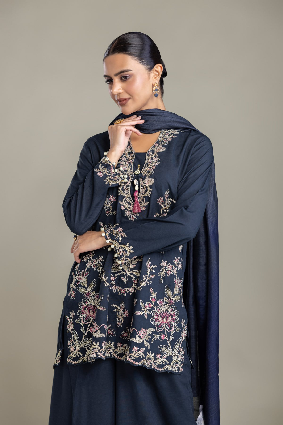 Embroidered Polyester Silk Polyester Silk Dupatta - 2-26-202-A-D-VG