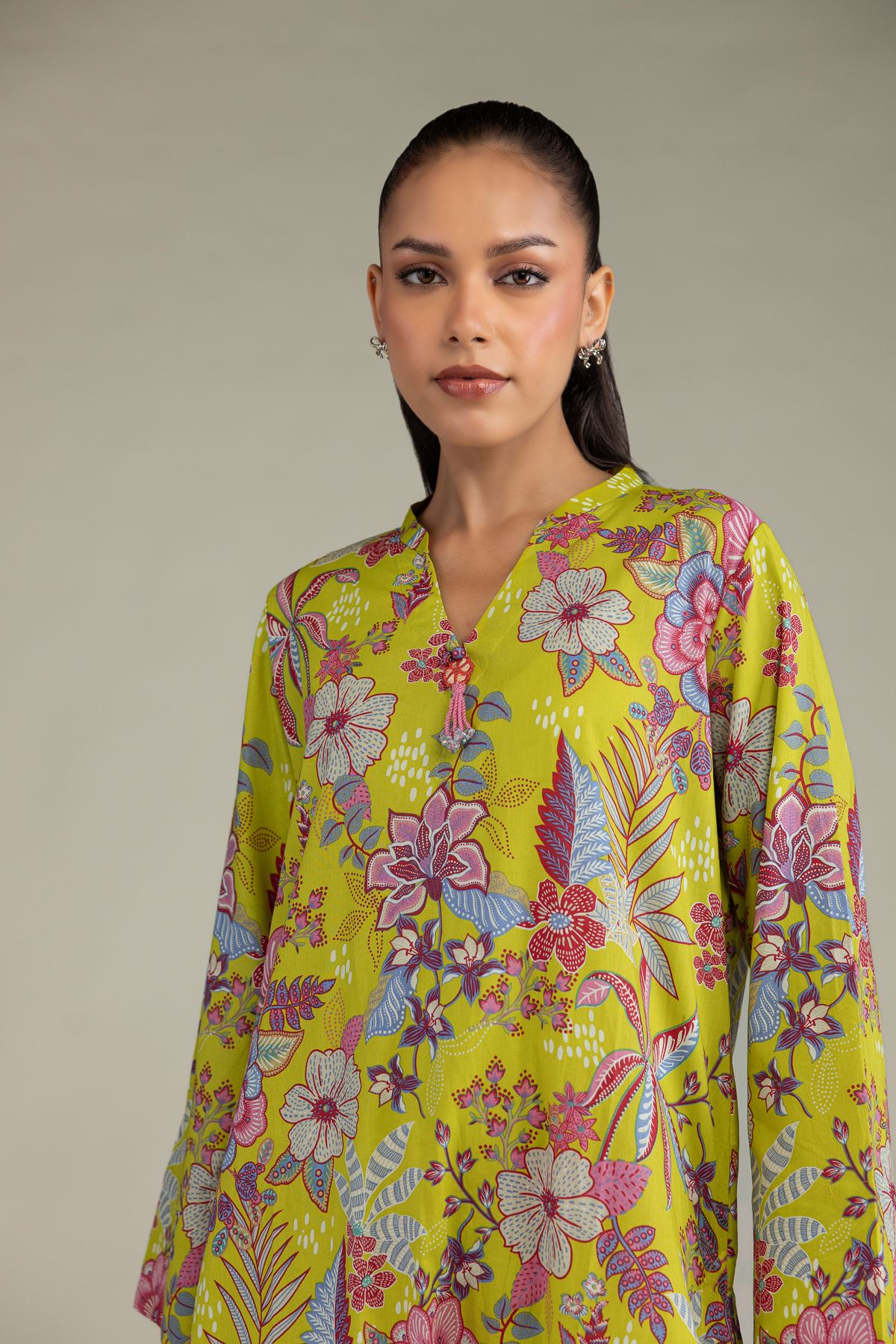 Printed Cambric Floral Cambric Kurta - 1-26-242-B-B1-VG