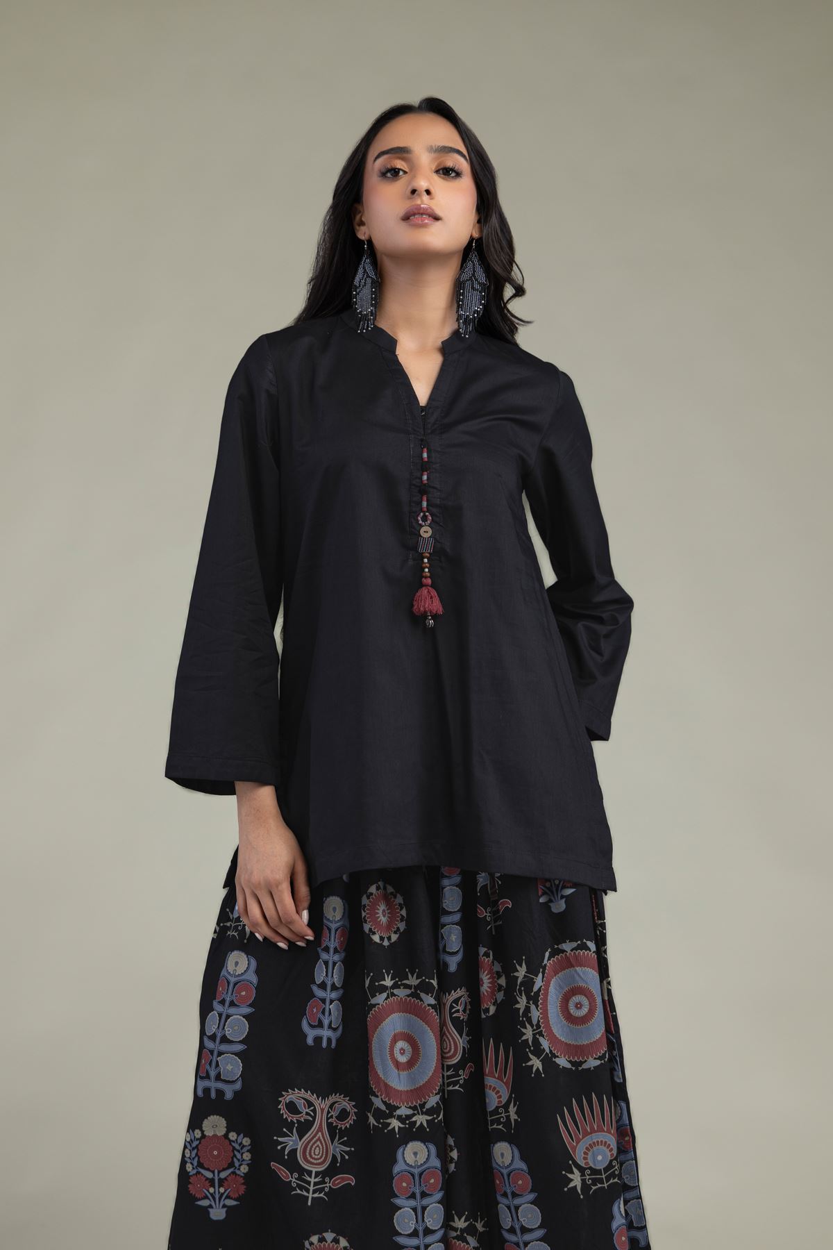 Printed Cambric Solid Black Kurta - R-1-26-114-B-C-VG
