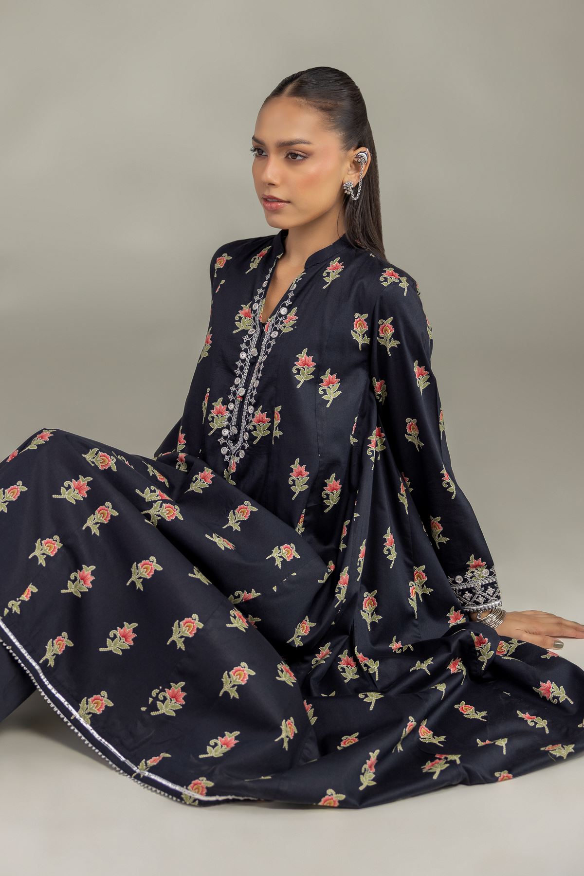 Embroidered Cotton Viscose Long Cotton Kurta - 1-26-234-A-G1-VG