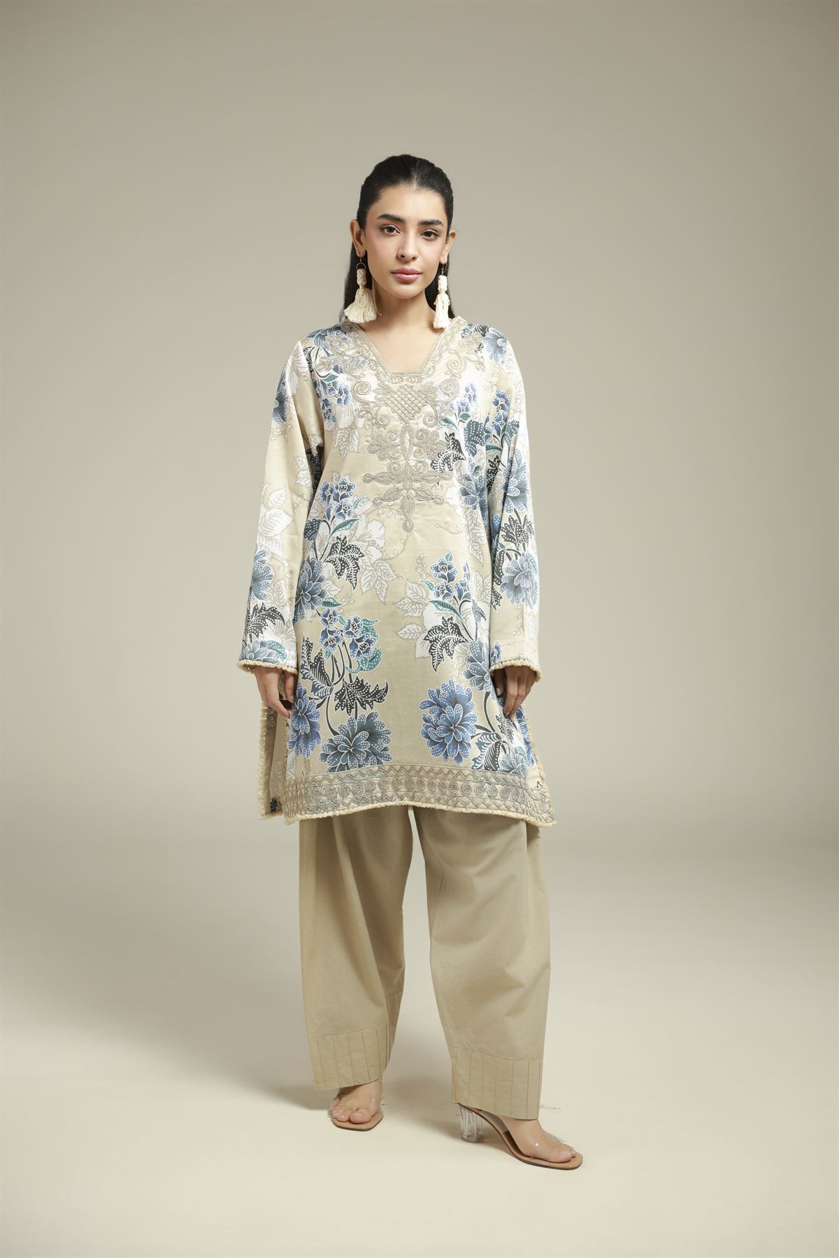 Embroidered Satin 2-Piece Tailored Set - T-A113-26-111EH1-VG